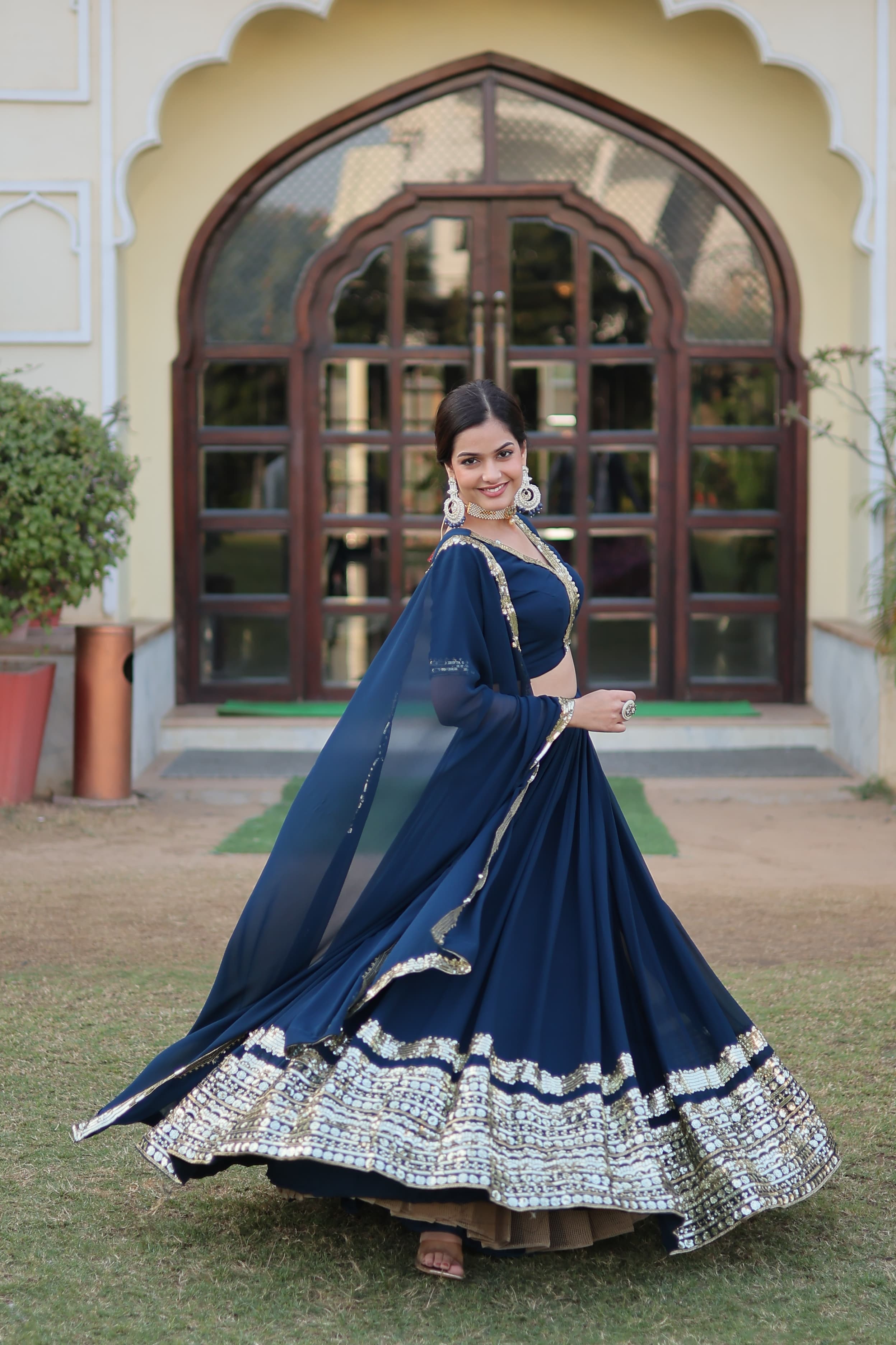 Captivating Sequence Work Navy Blue Color Lehenga Choli