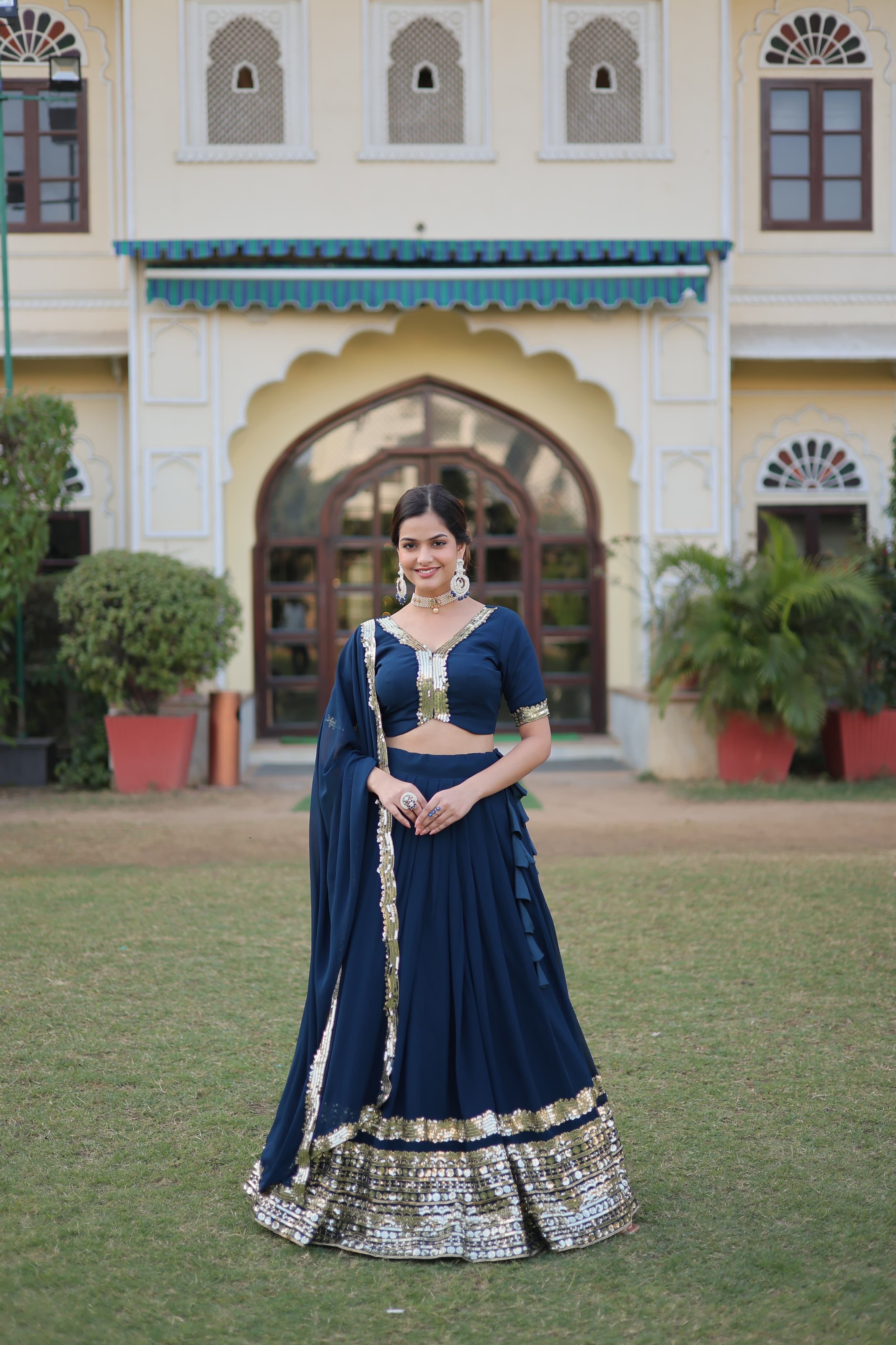 Captivating Sequence Work Navy Blue Color Lehenga Choli