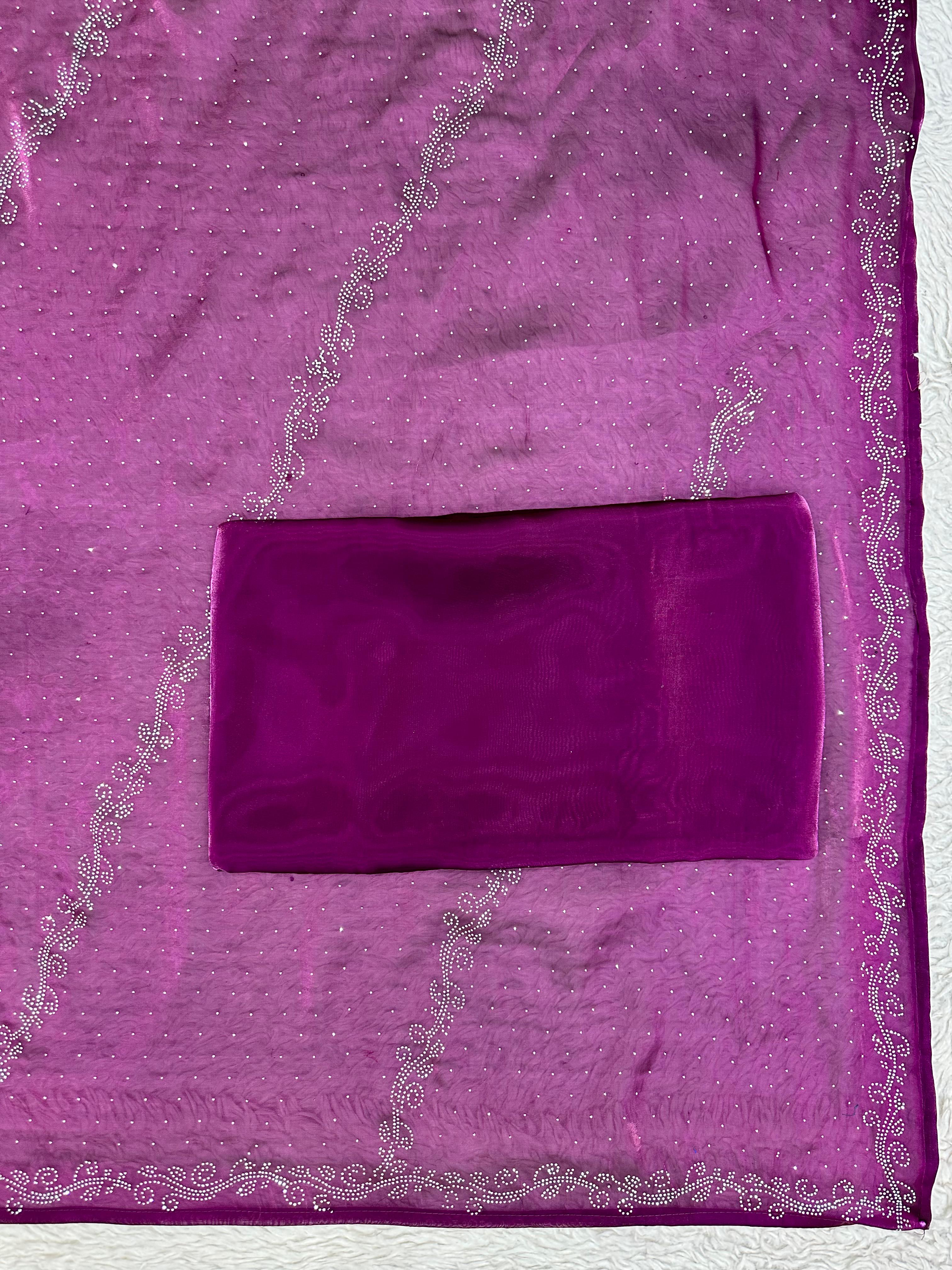 Embellished Work Purple Color Party Wear Saree