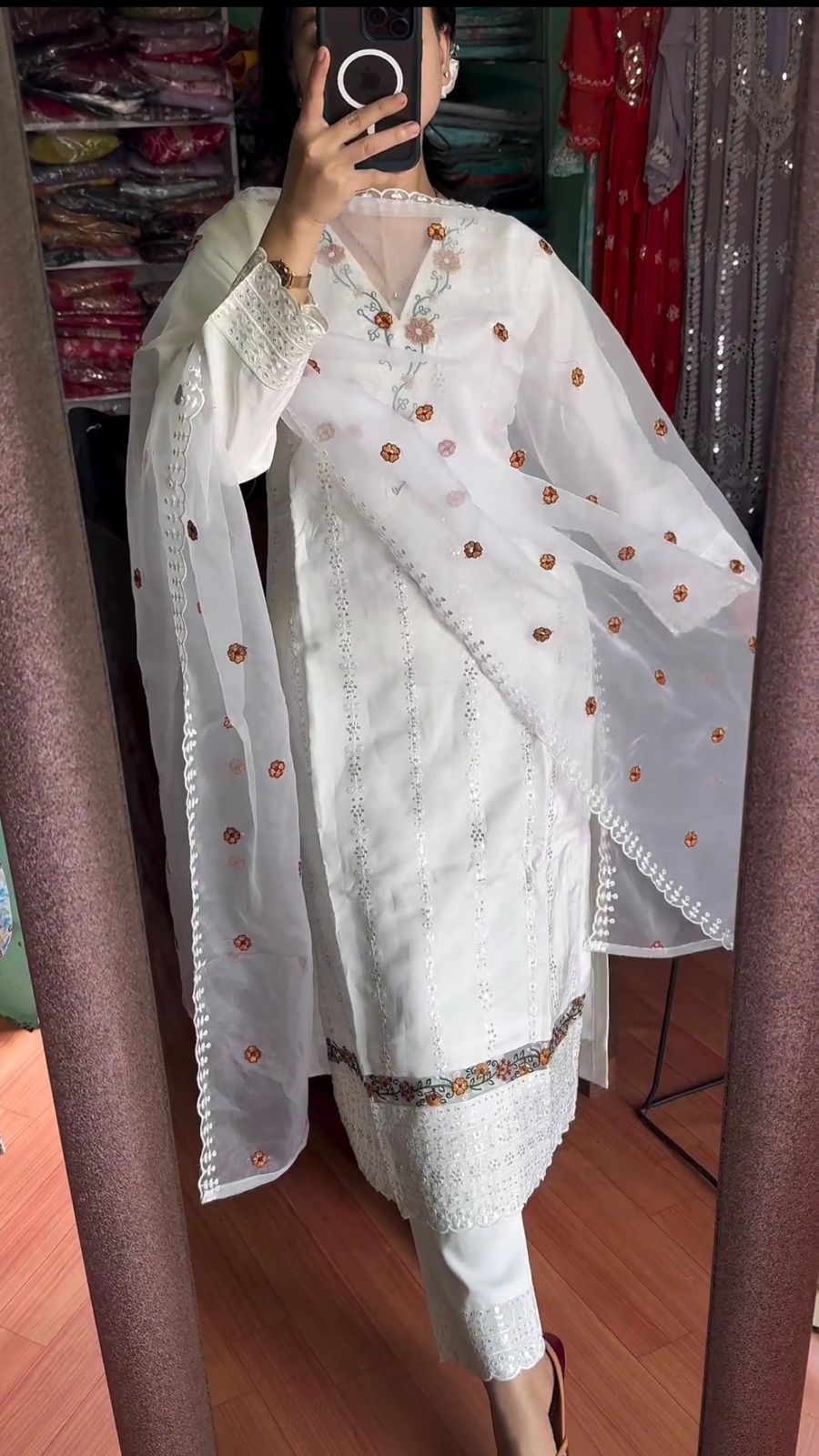 White Color Sequence Embroidery Thread Work Salwar Suit – Vastra Shop