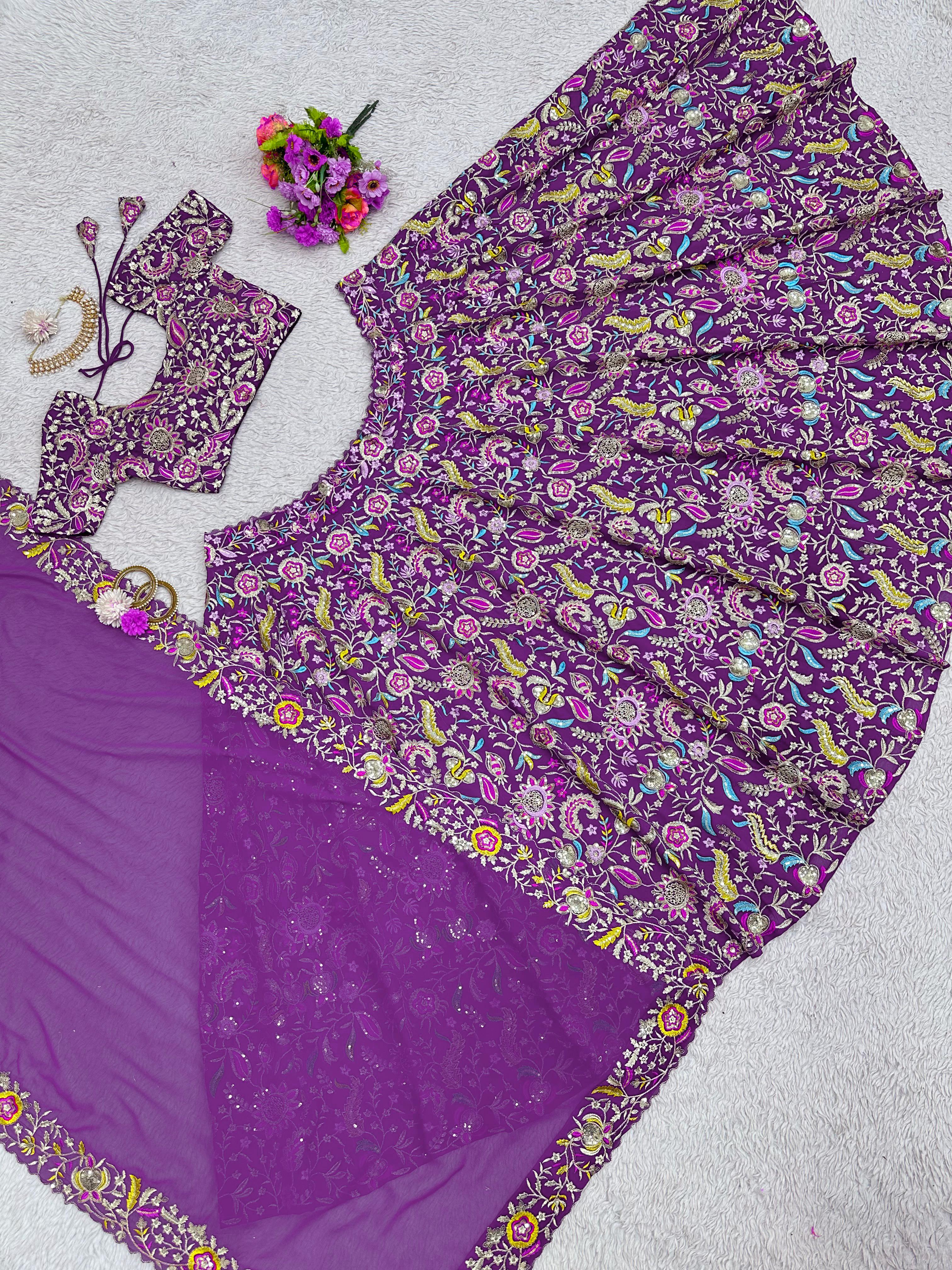 Admiring Purple Color Sequence Work Lehenga Choli