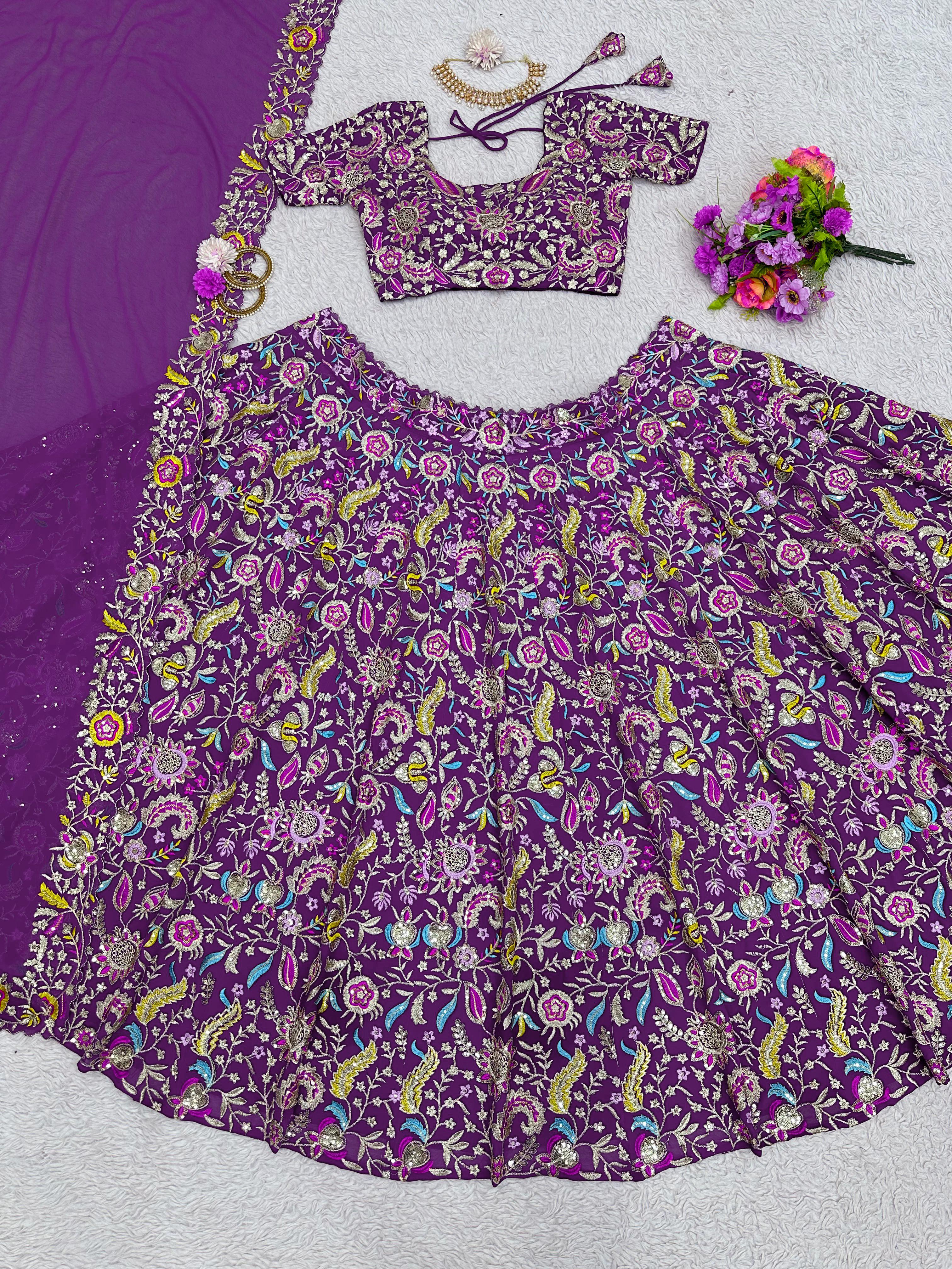 Admiring Purple Color Sequence Work Lehenga Choli