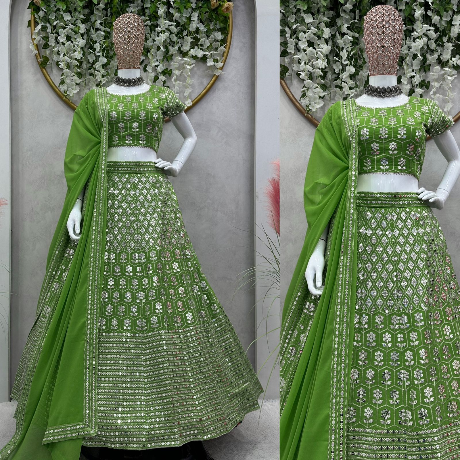 Luxuriant Light Green Thread Sequence Work Lehenga Choli