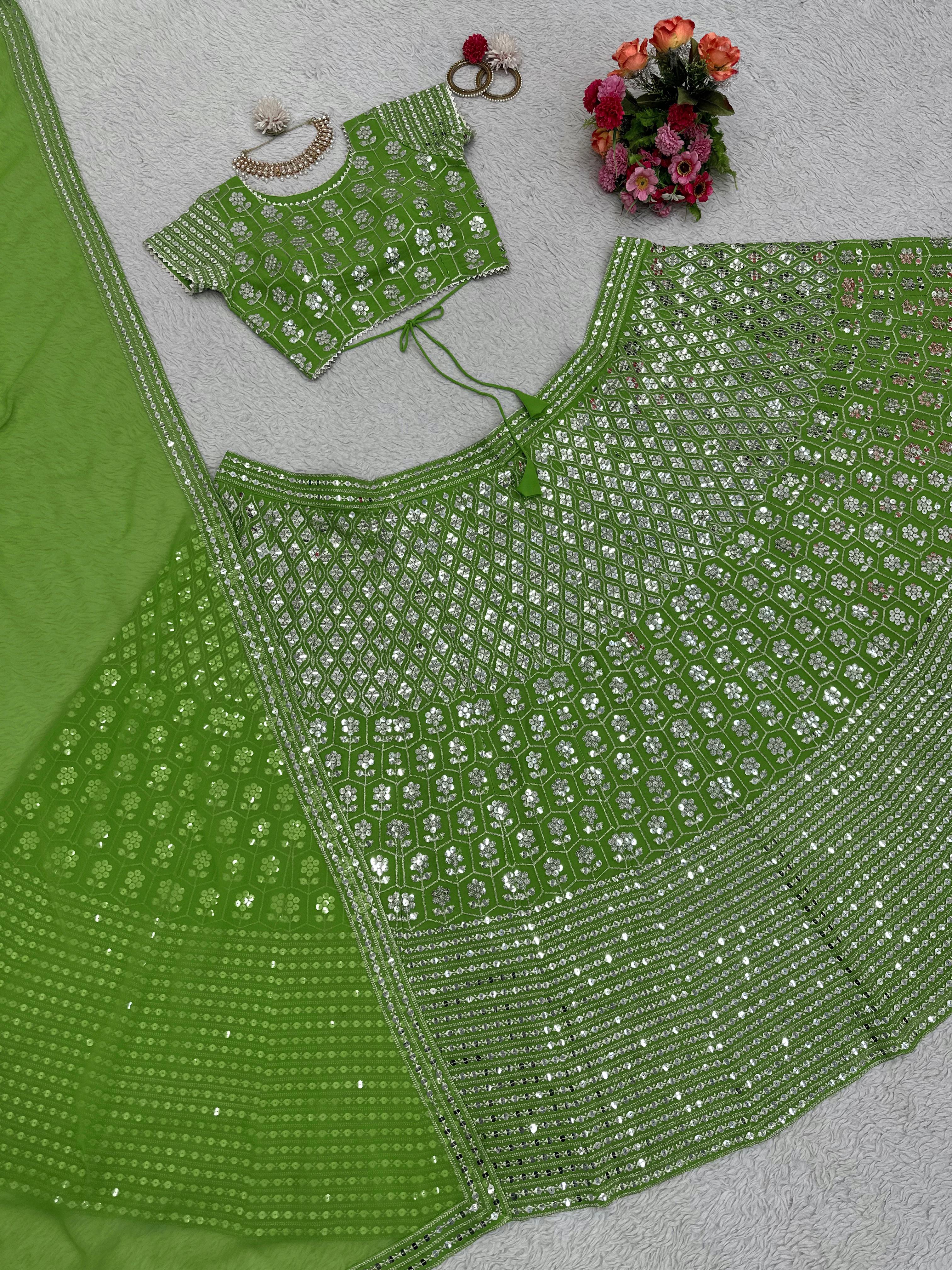 Luxuriant Light Green Thread Sequence Work Lehenga Choli