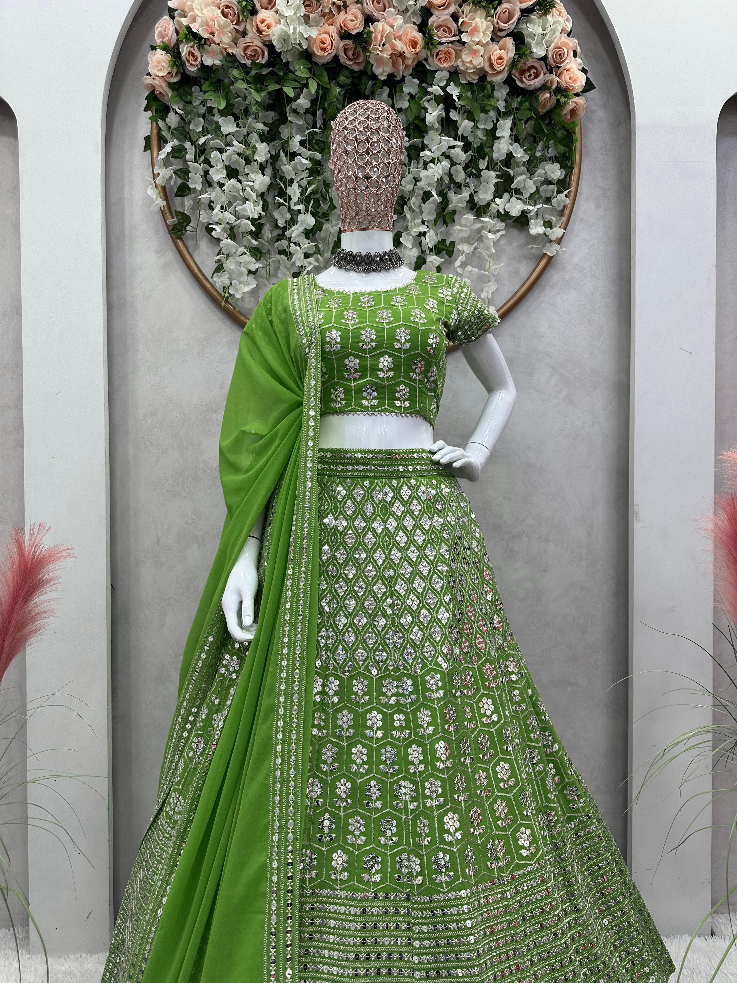 Luxuriant Light Green Thread Sequence Work Lehenga Choli