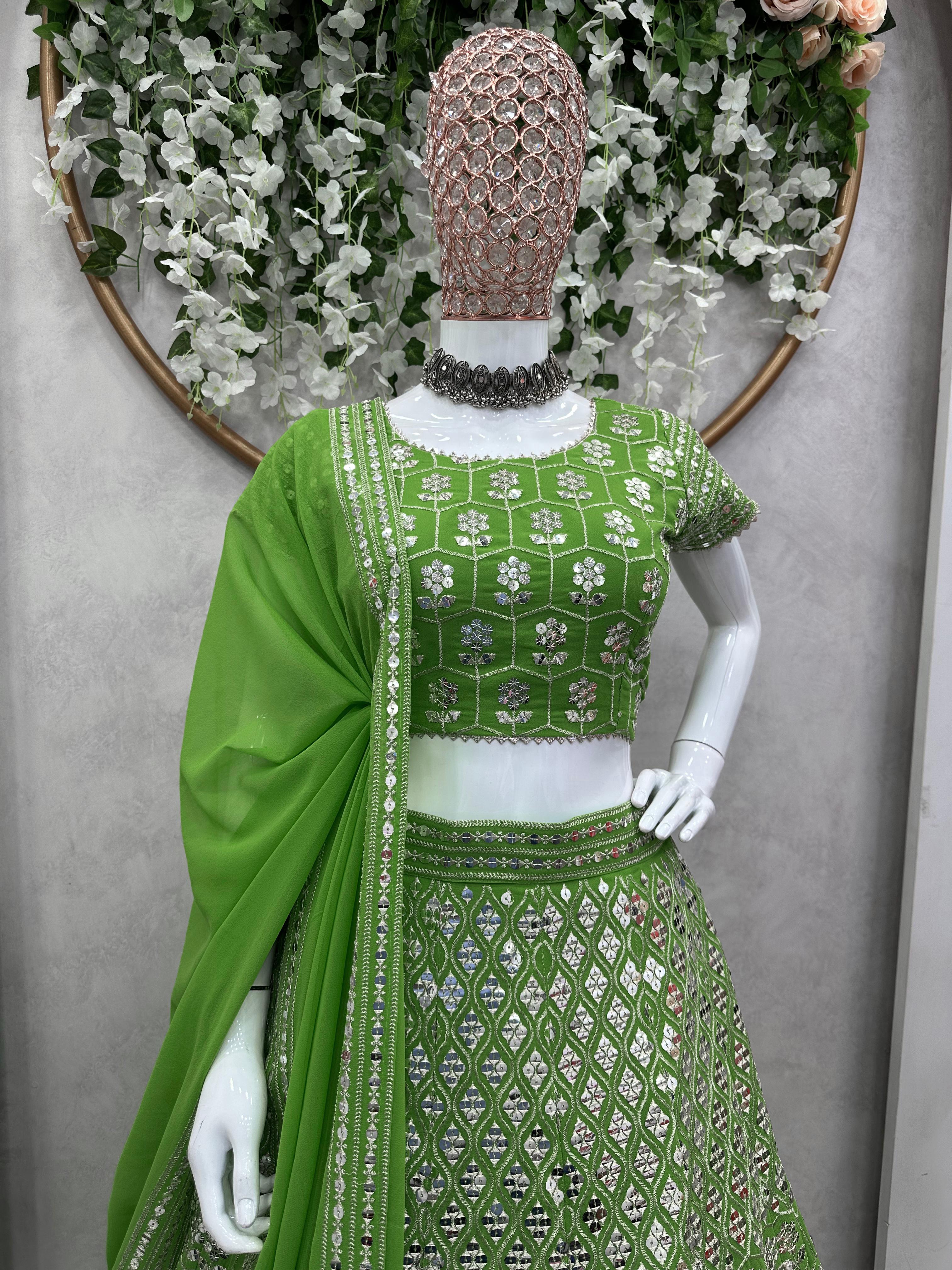 Luxuriant Light Green Thread Sequence Work Lehenga Choli