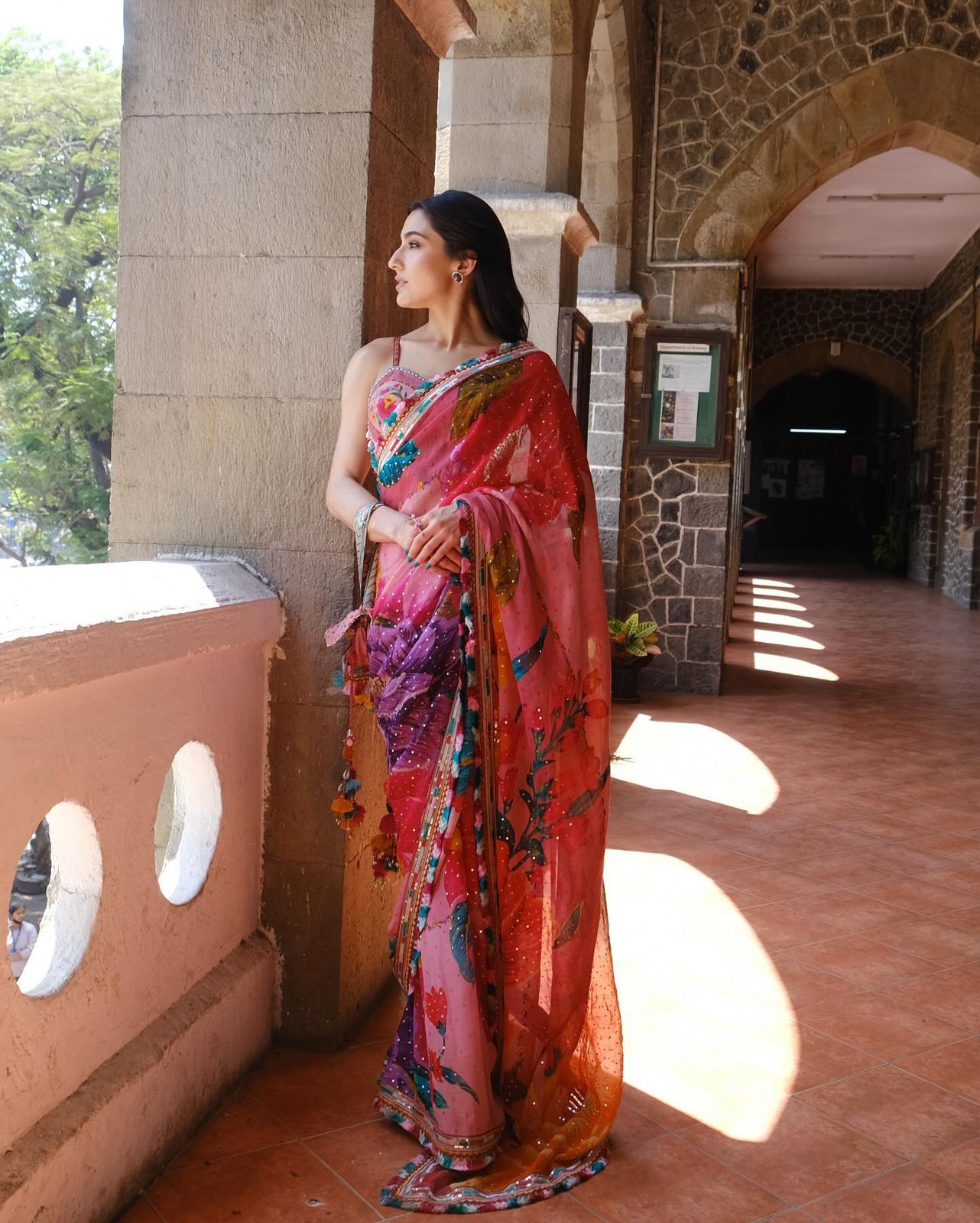 Sara Ali Khan Style Multi Color Printed Saree