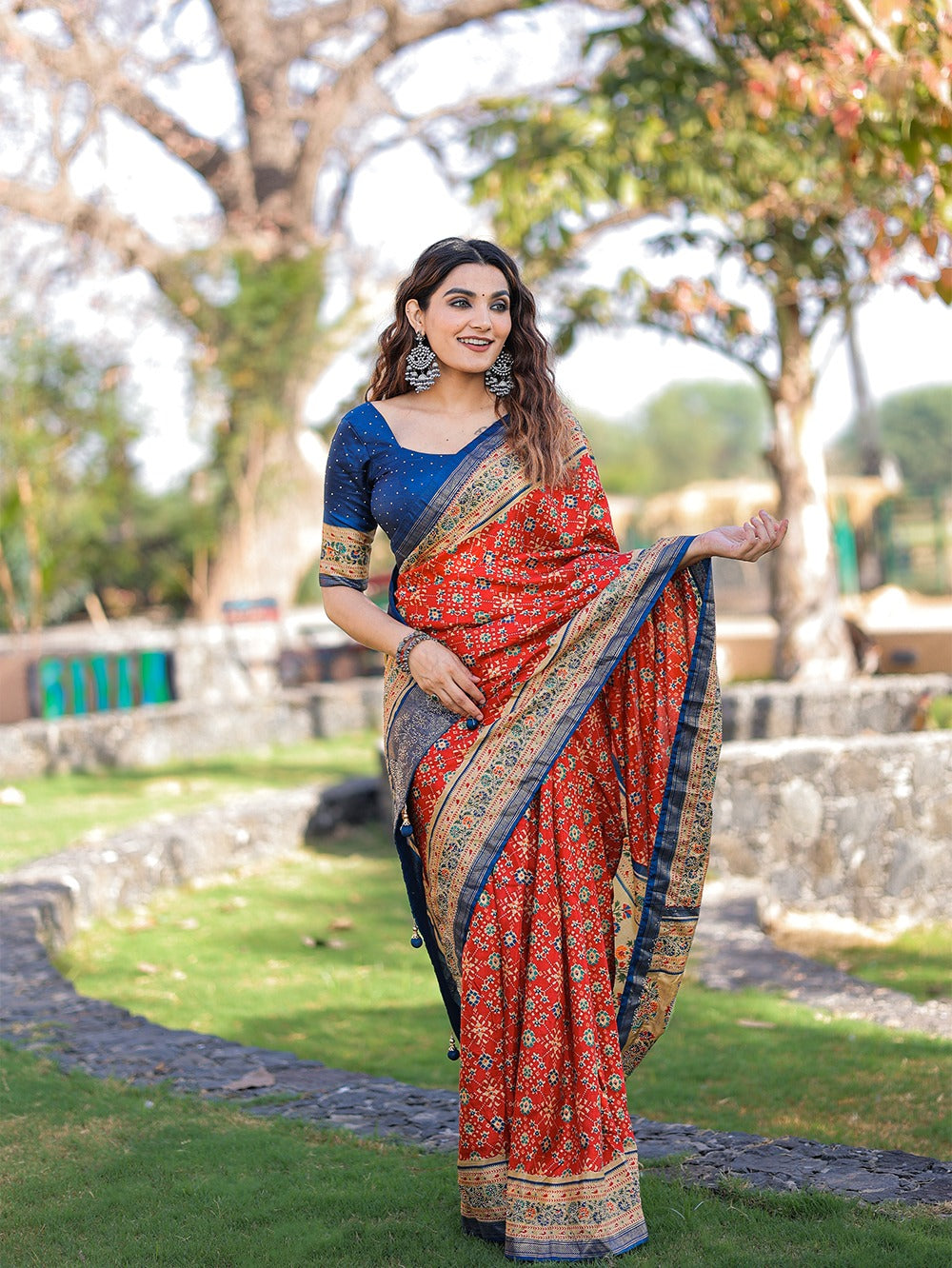 Red Color Wedding Celebrations Wear Patola Saree