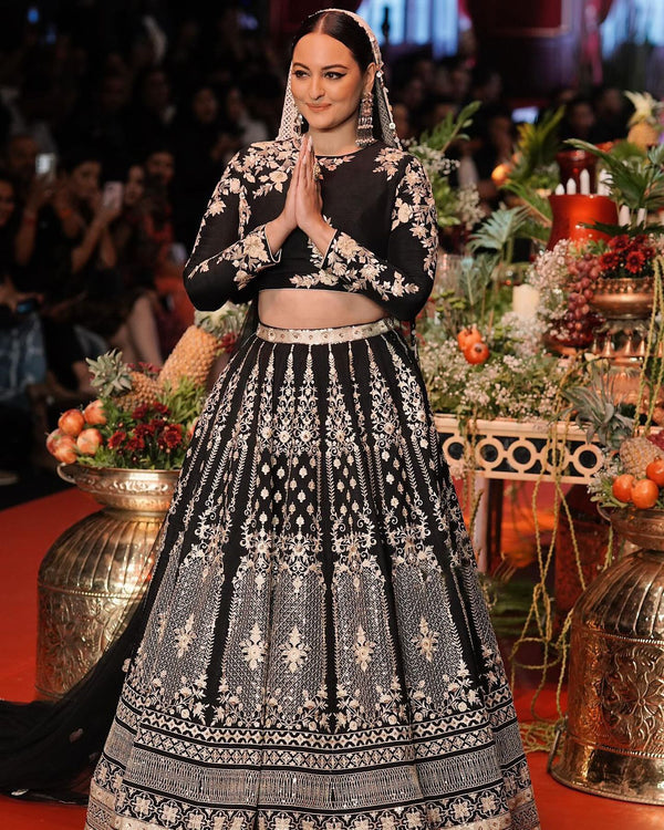 Sonakshi Sinha Black Celebrity Look Lehenga Choli