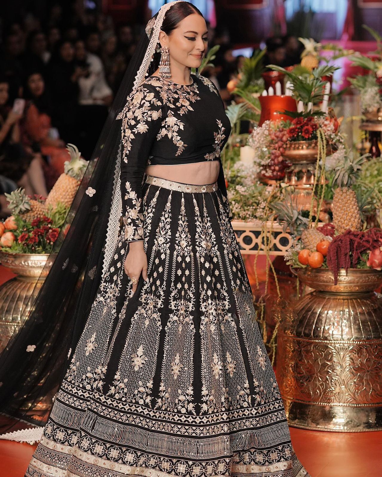 Sonakshi Sinha Black Celebrity Look Lehenga Choli