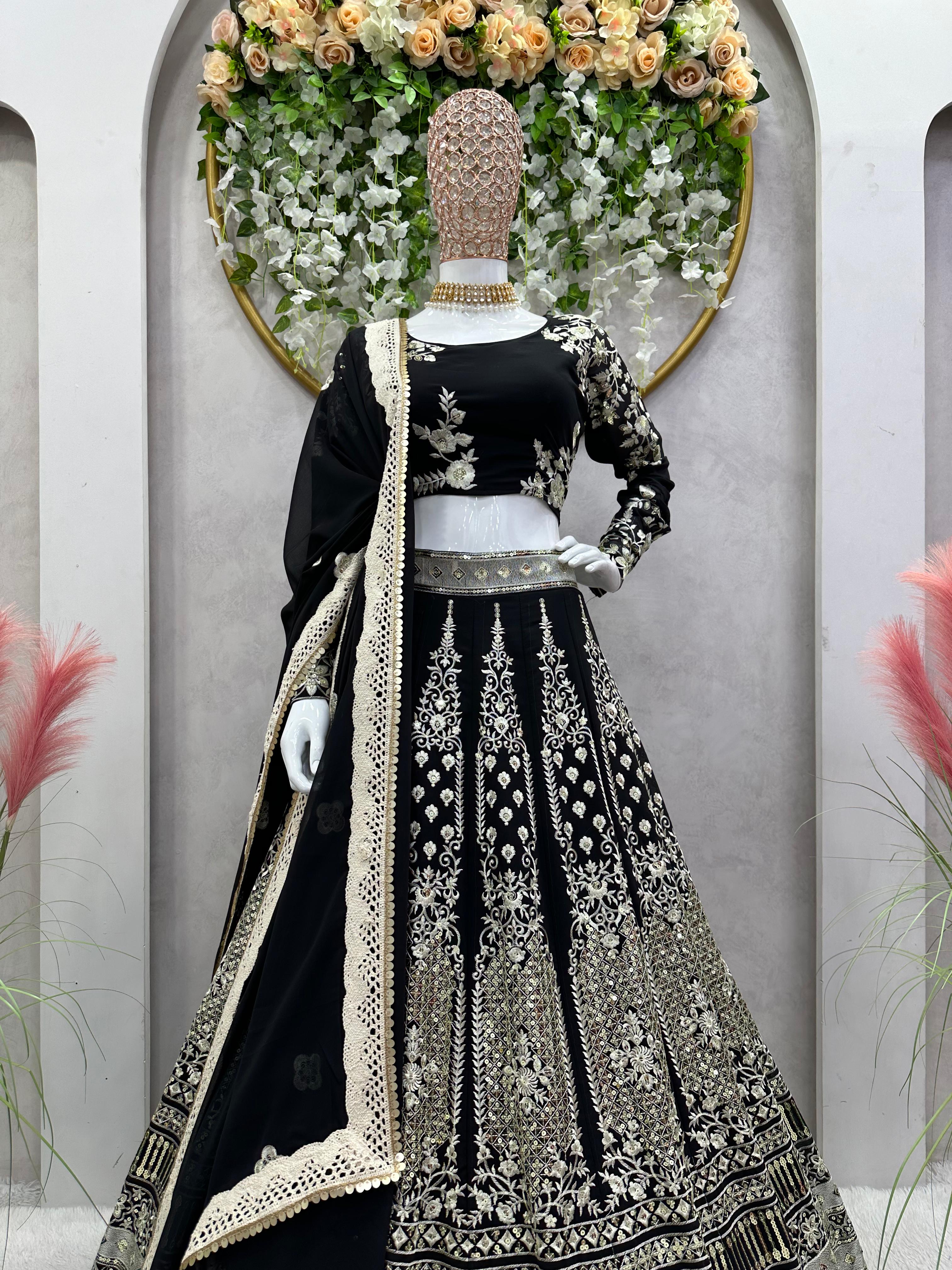 Sonakshi Sinha Black Celebrity Look Lehenga Choli