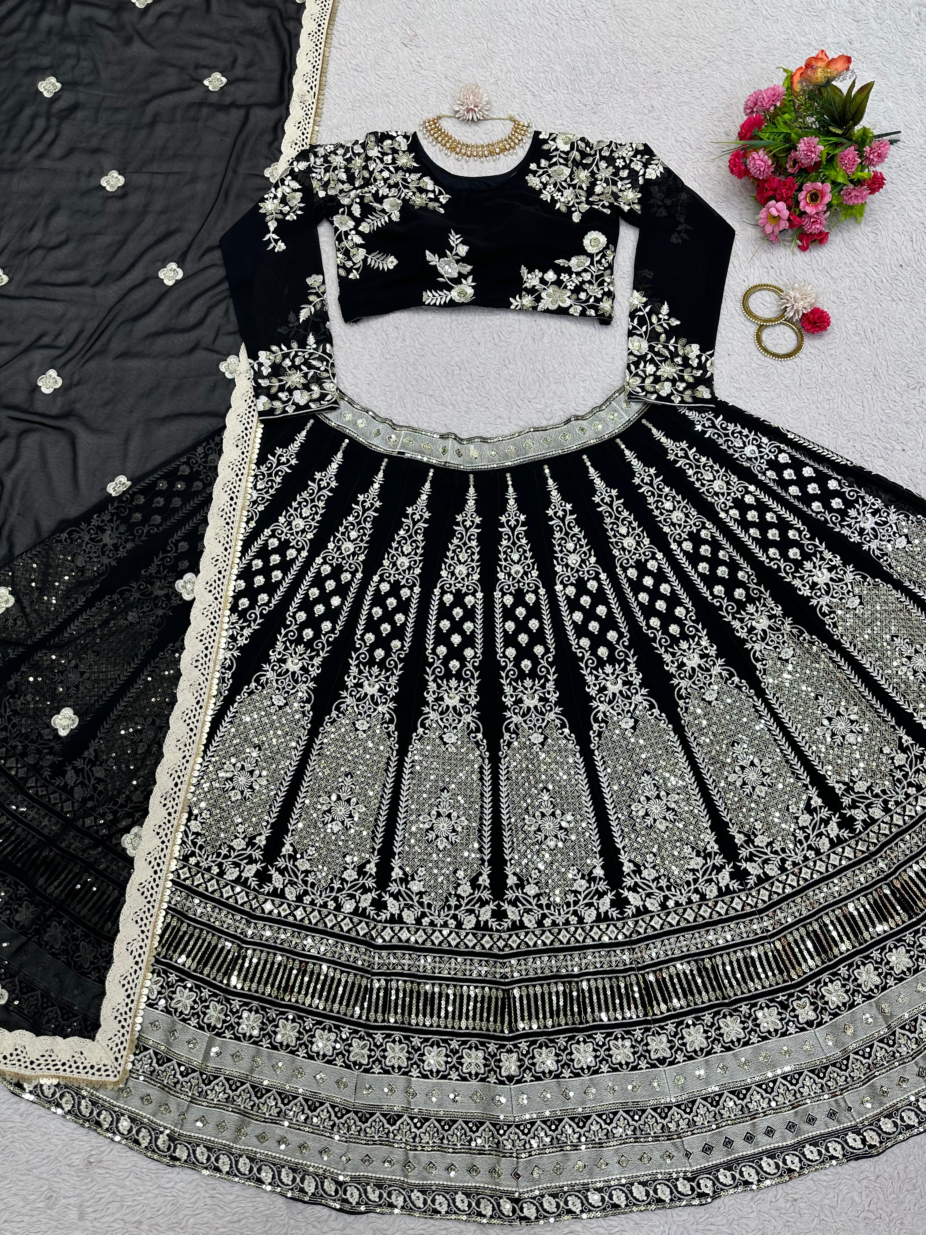 Sonakshi Sinha Black Celebrity Look Lehenga Choli