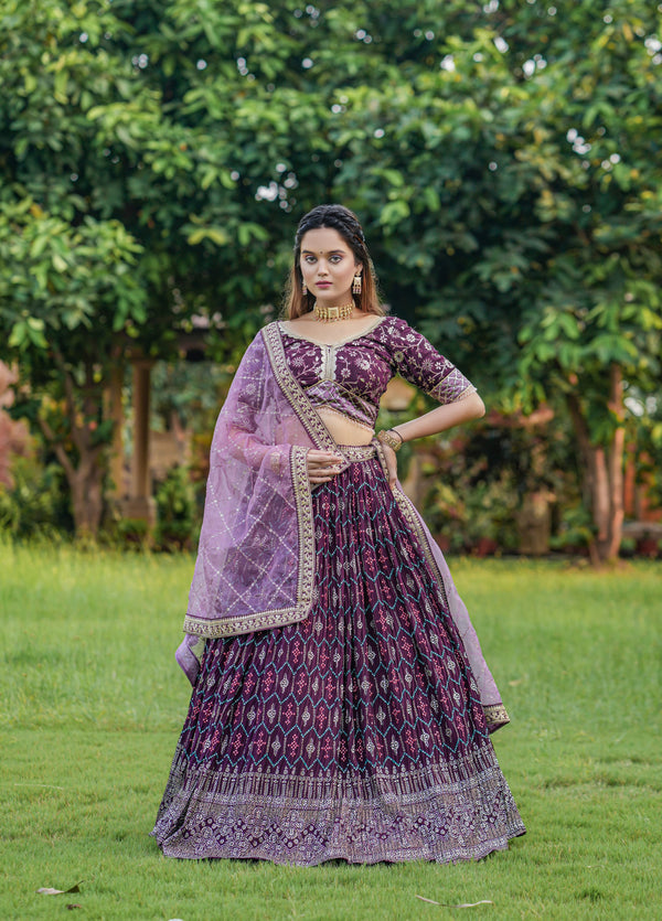 Wedding Wear Wine Heavy Designer Lehenga Choli