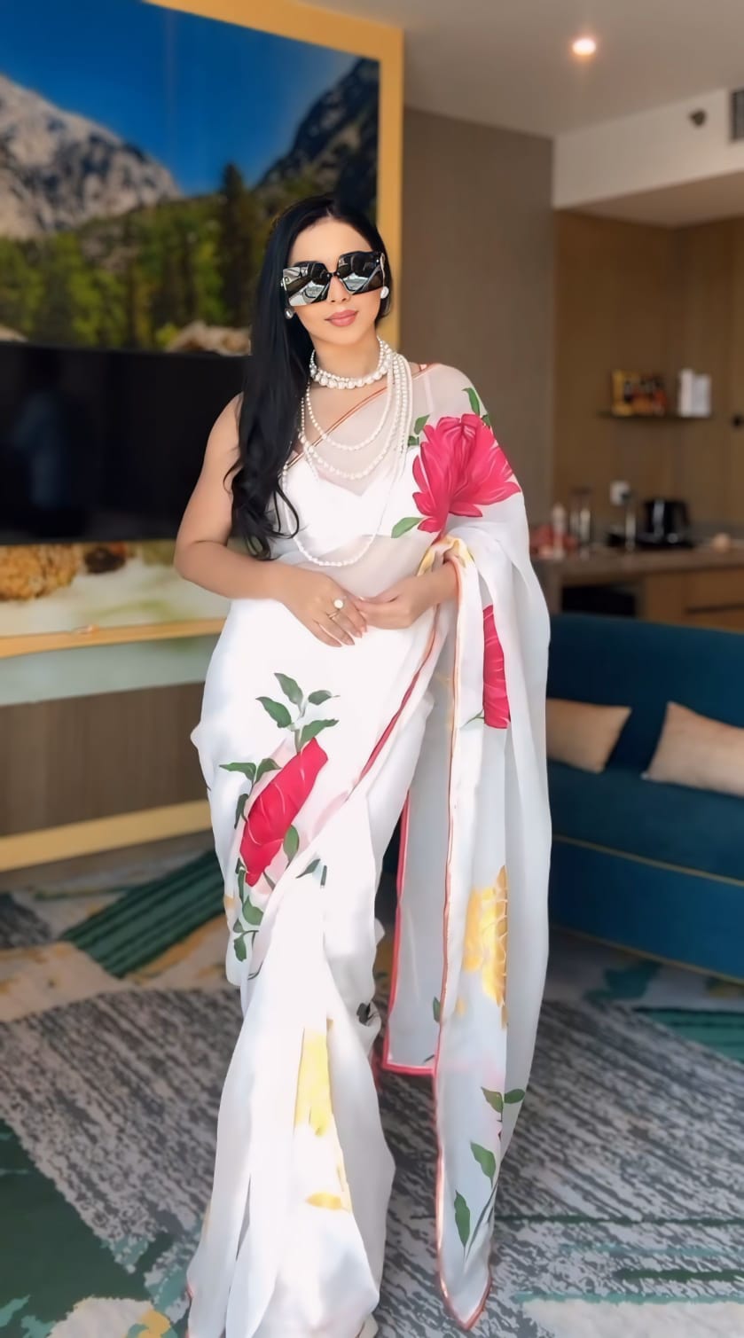 Mesmerizing White Color Ready To Wear Saree