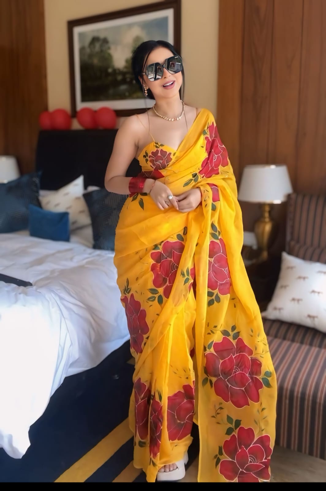 Flattering Yellow Color Ready To Wear Saree