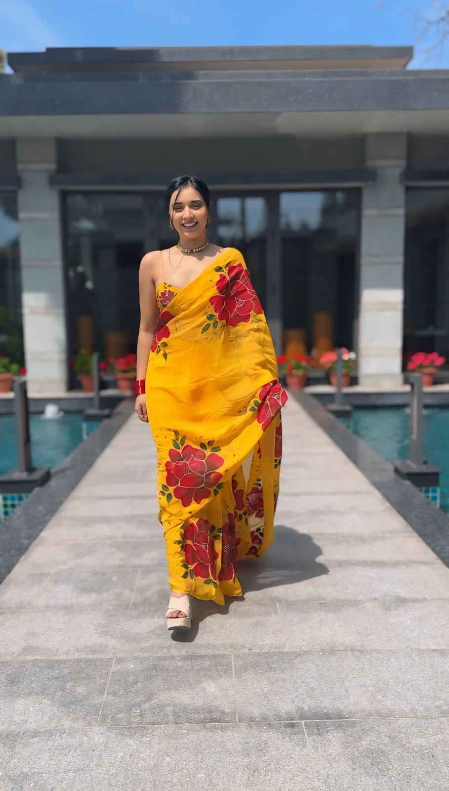 Flattering Yellow Color Ready To Wear Saree