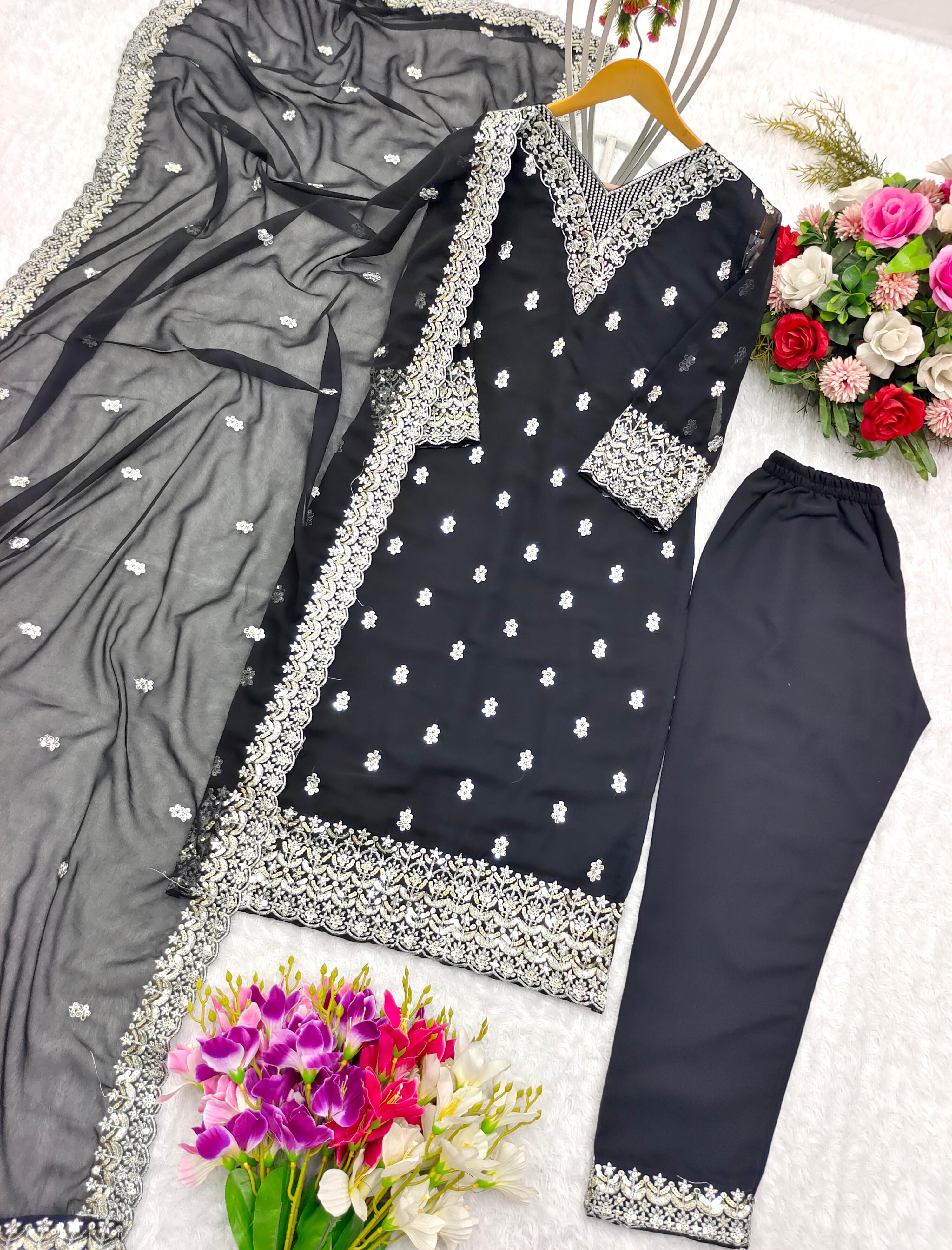 Fabulous Sequence Work Black Color Salwar Suit