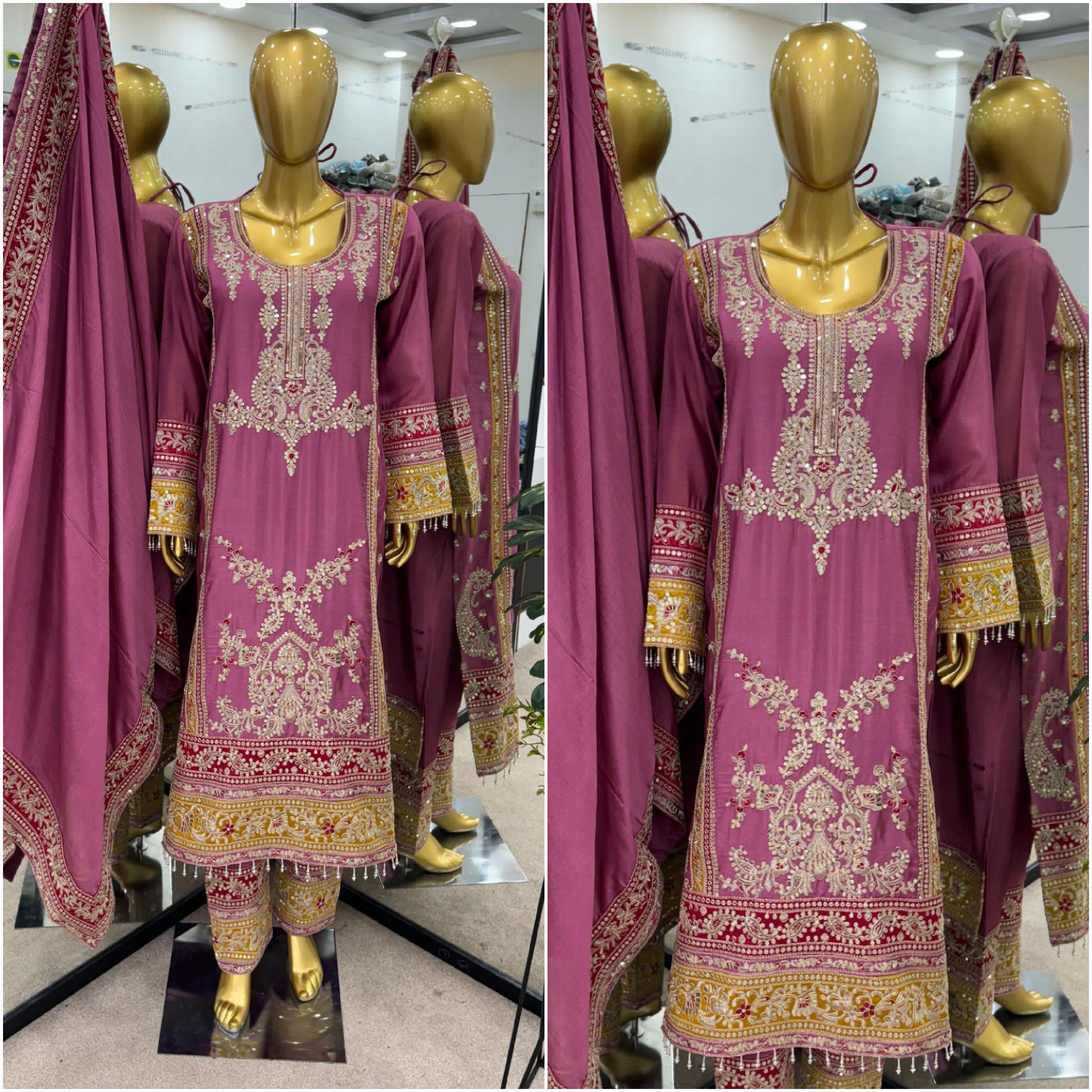 Dusty Pink Salwar Suit With Beautiful Sequence Embroidery Work