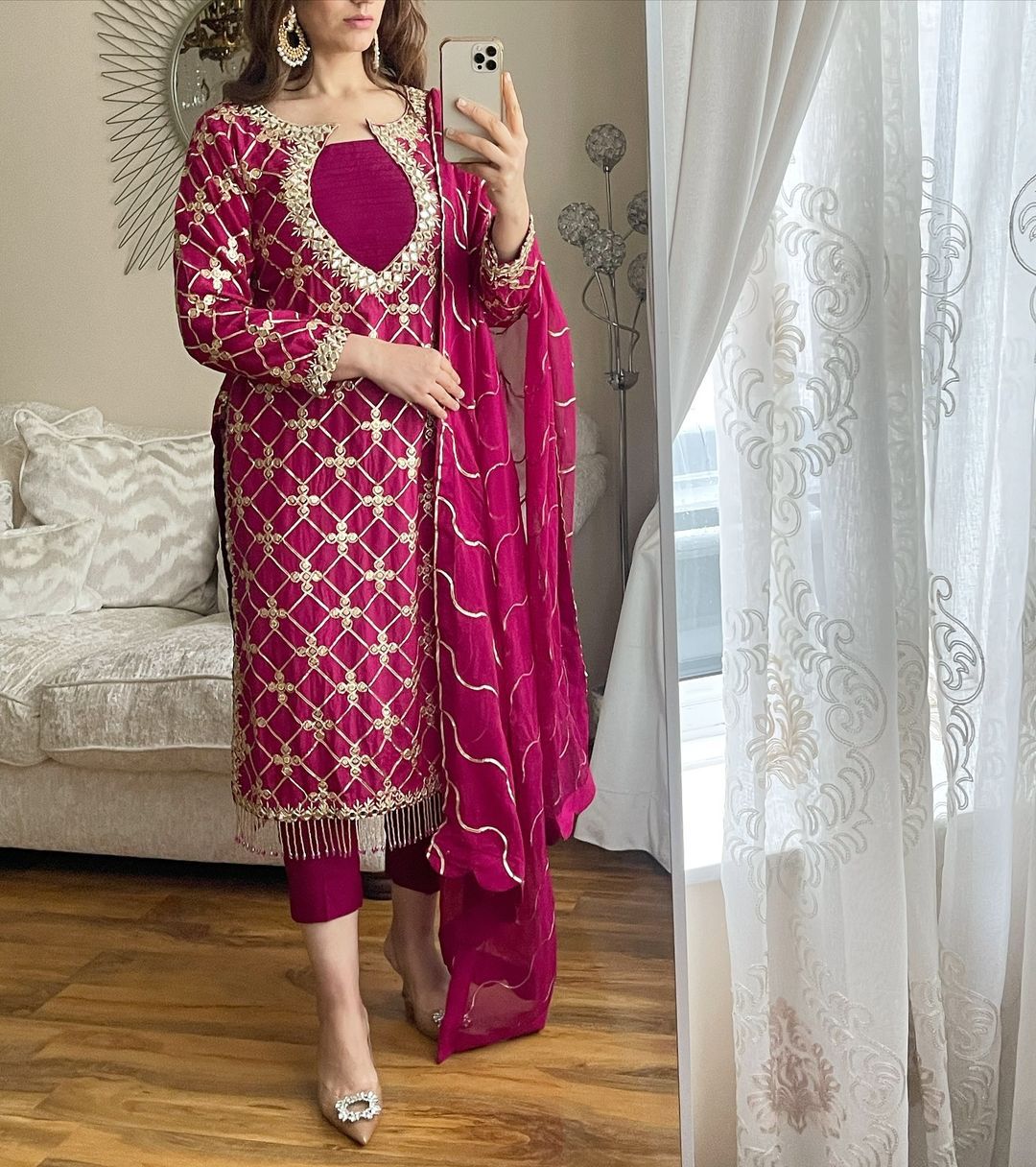 Lovely Full Work Dark Pink Color Salwar Suit