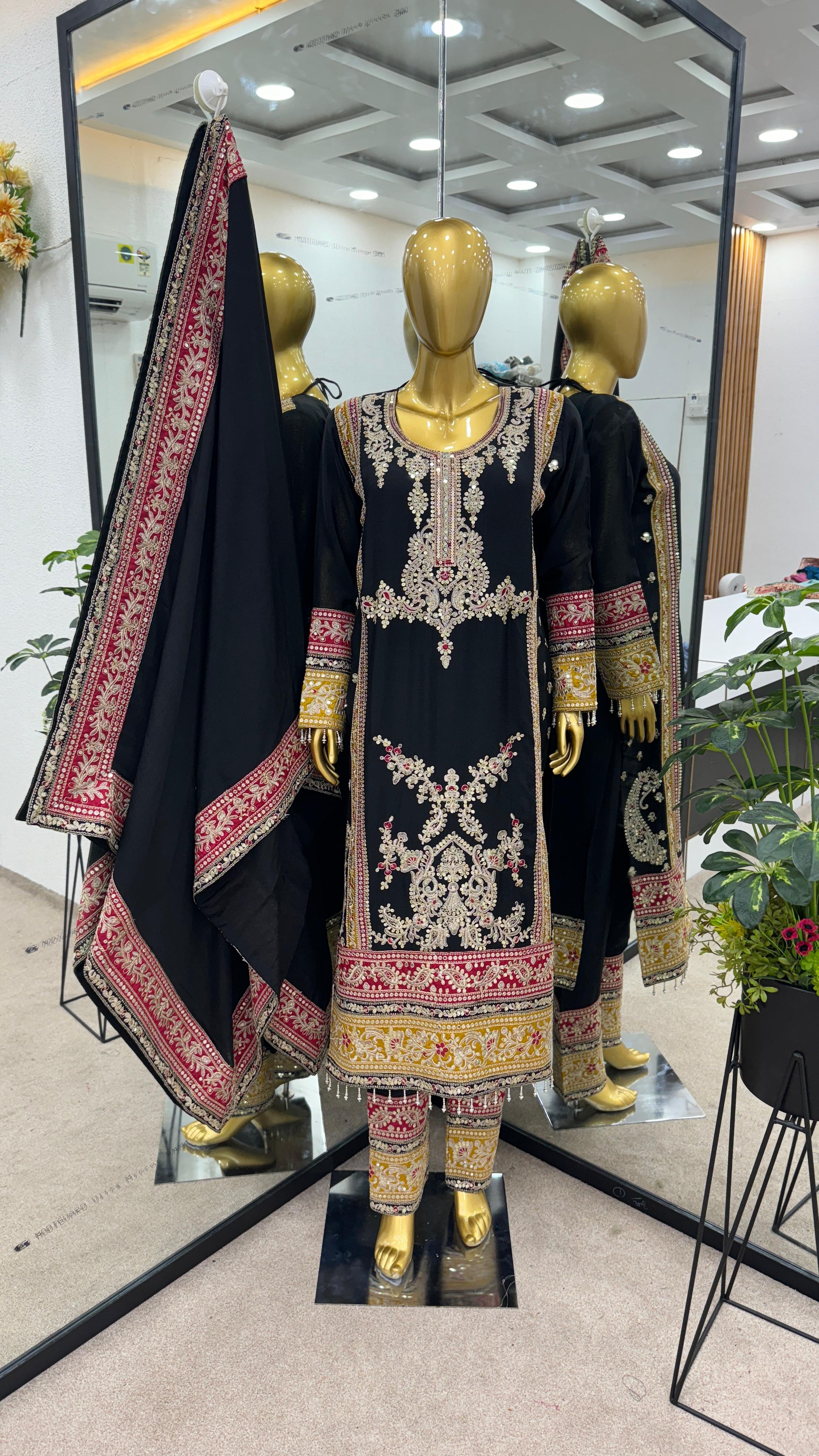 Black Salwar Suit With Beautiful Sequence Embroidery Work