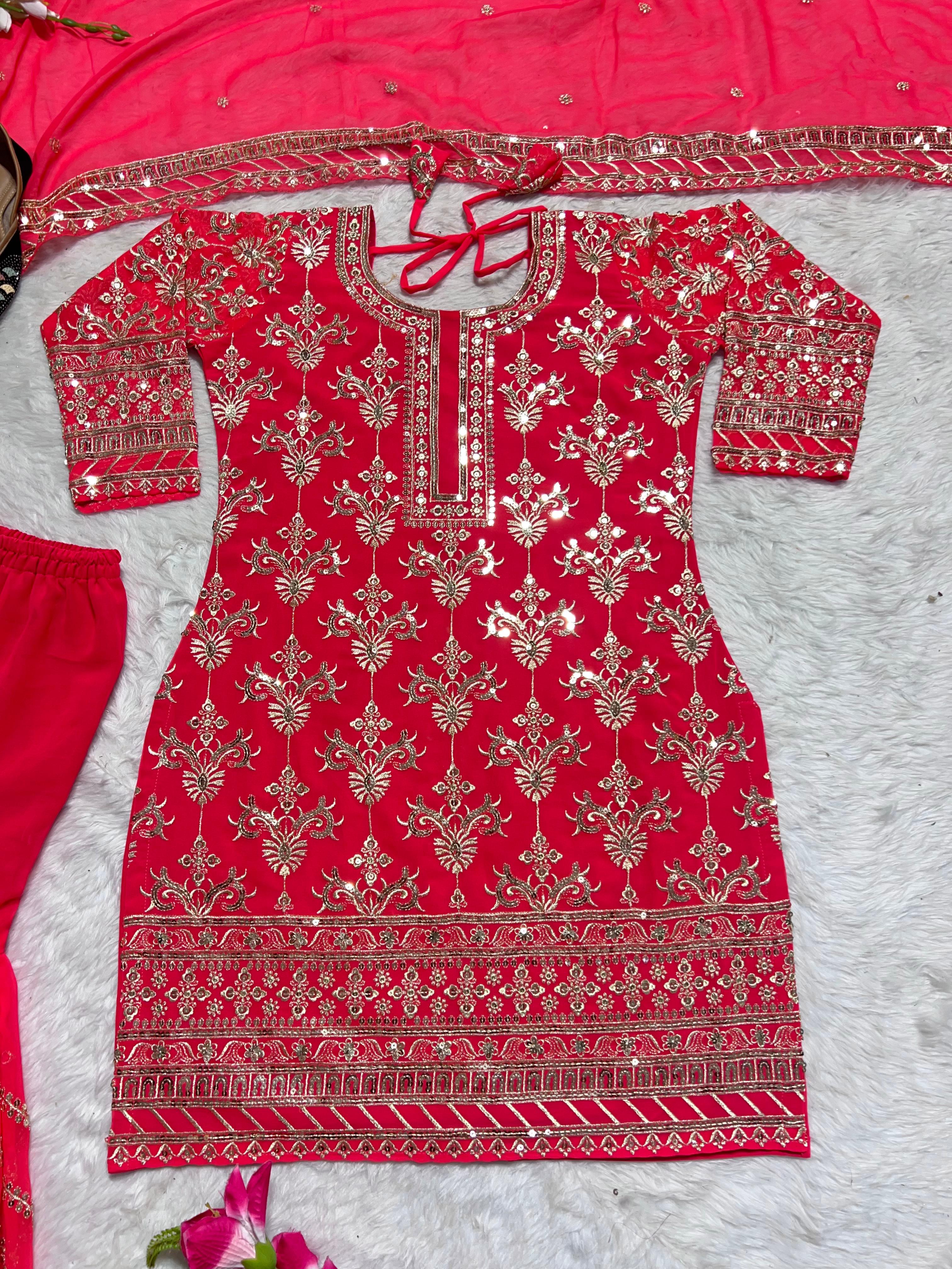 Function Wear Pink Heavy Sharara Suit