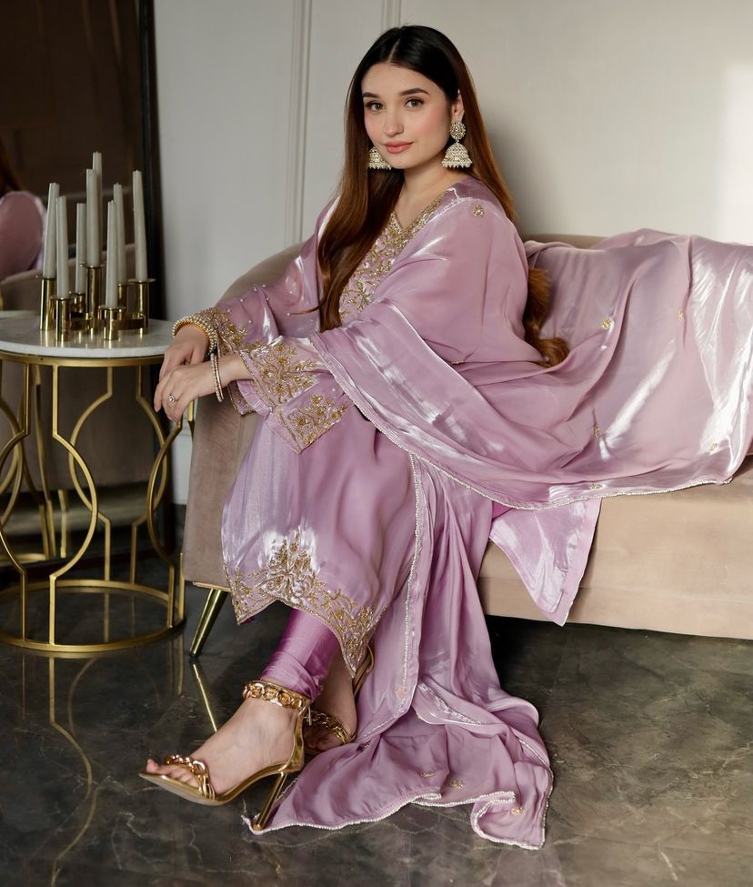 Imposing Embroidery Work Dusty Pink Salwar Suit