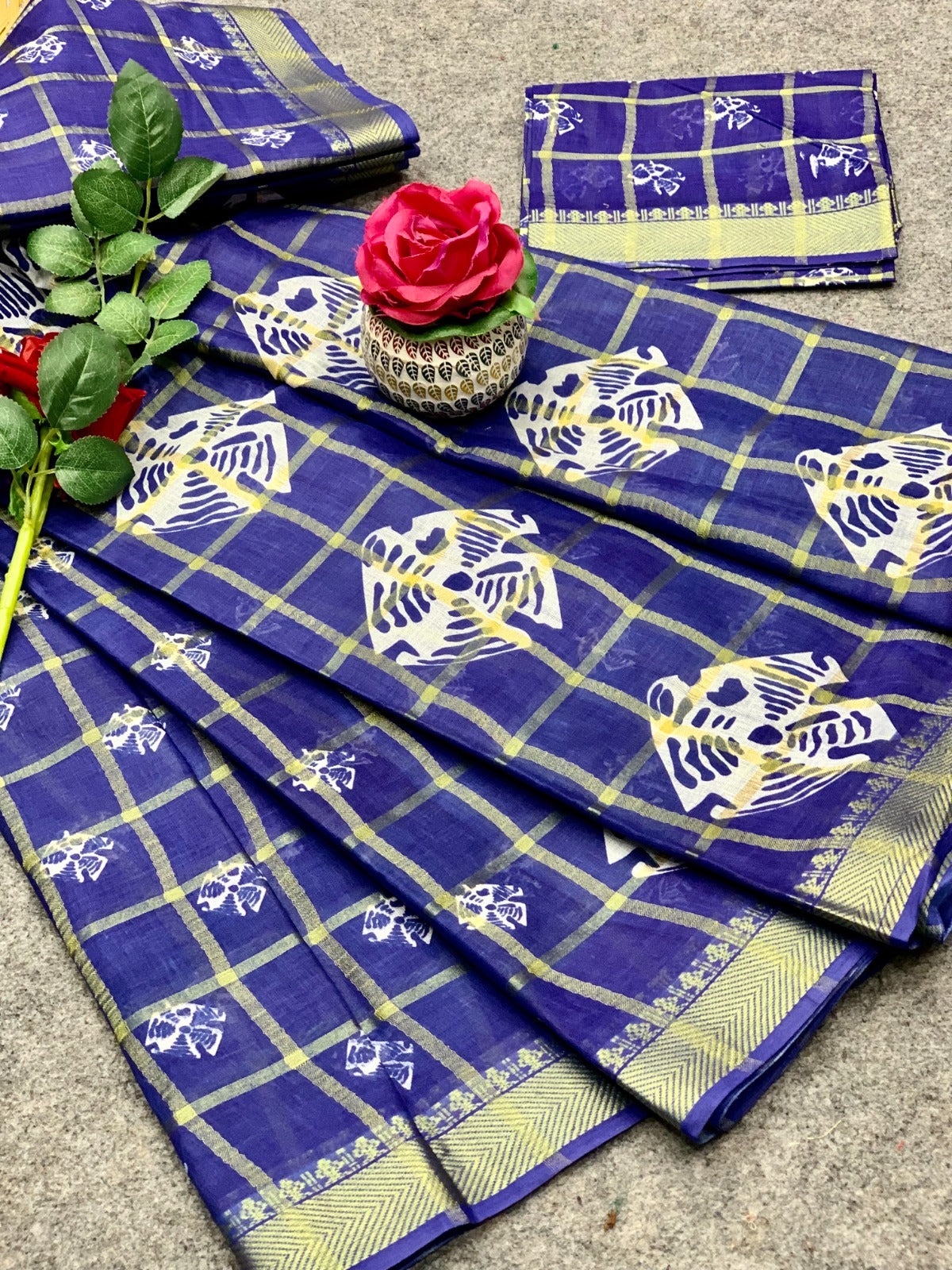 Demanding Blue Color Batik Print Saree