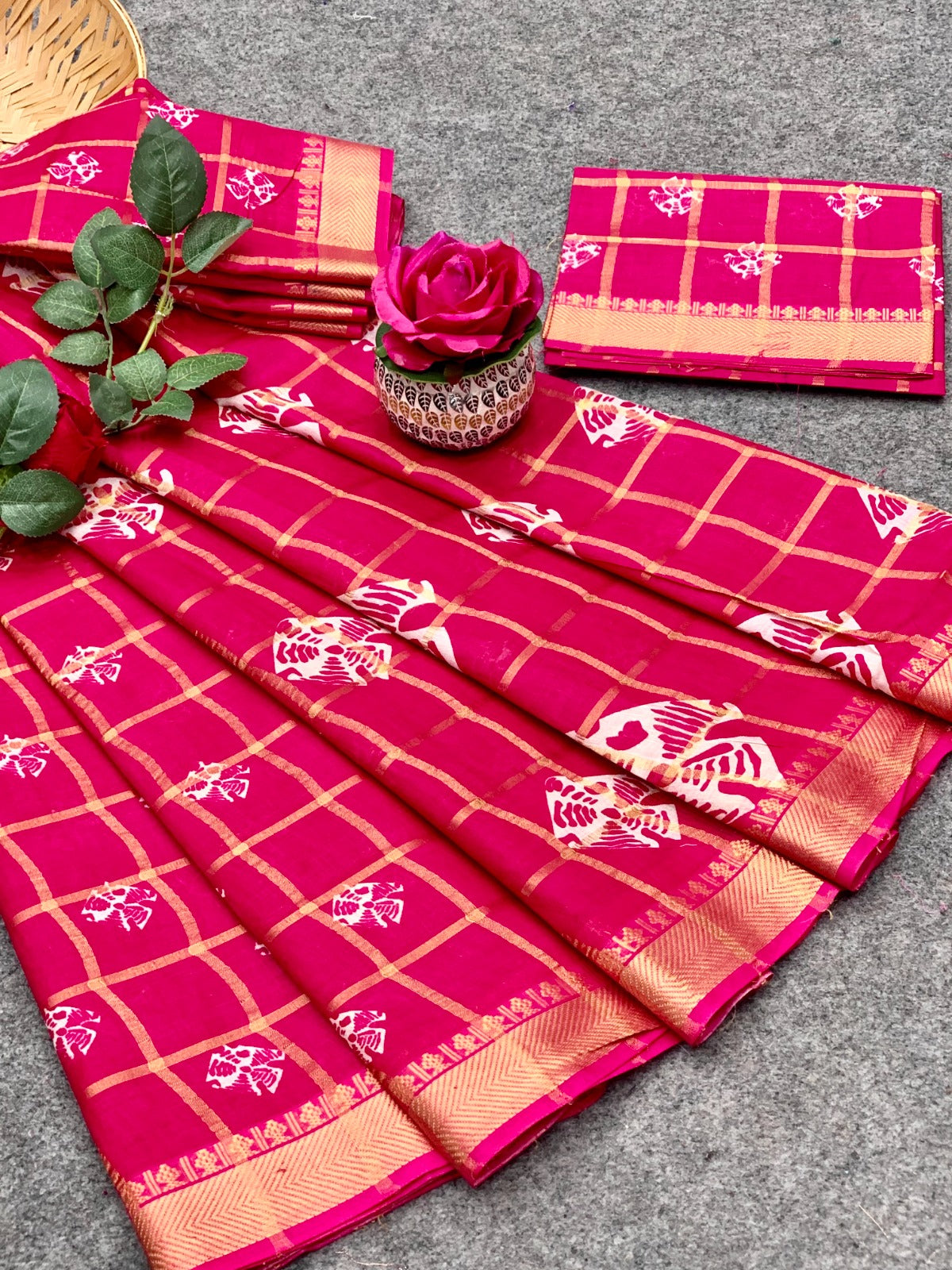 Demanding Pink Color Batik Print Saree