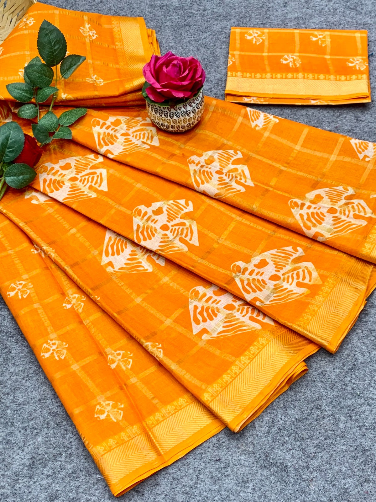 Demanding Mustard Color Batik Print Saree