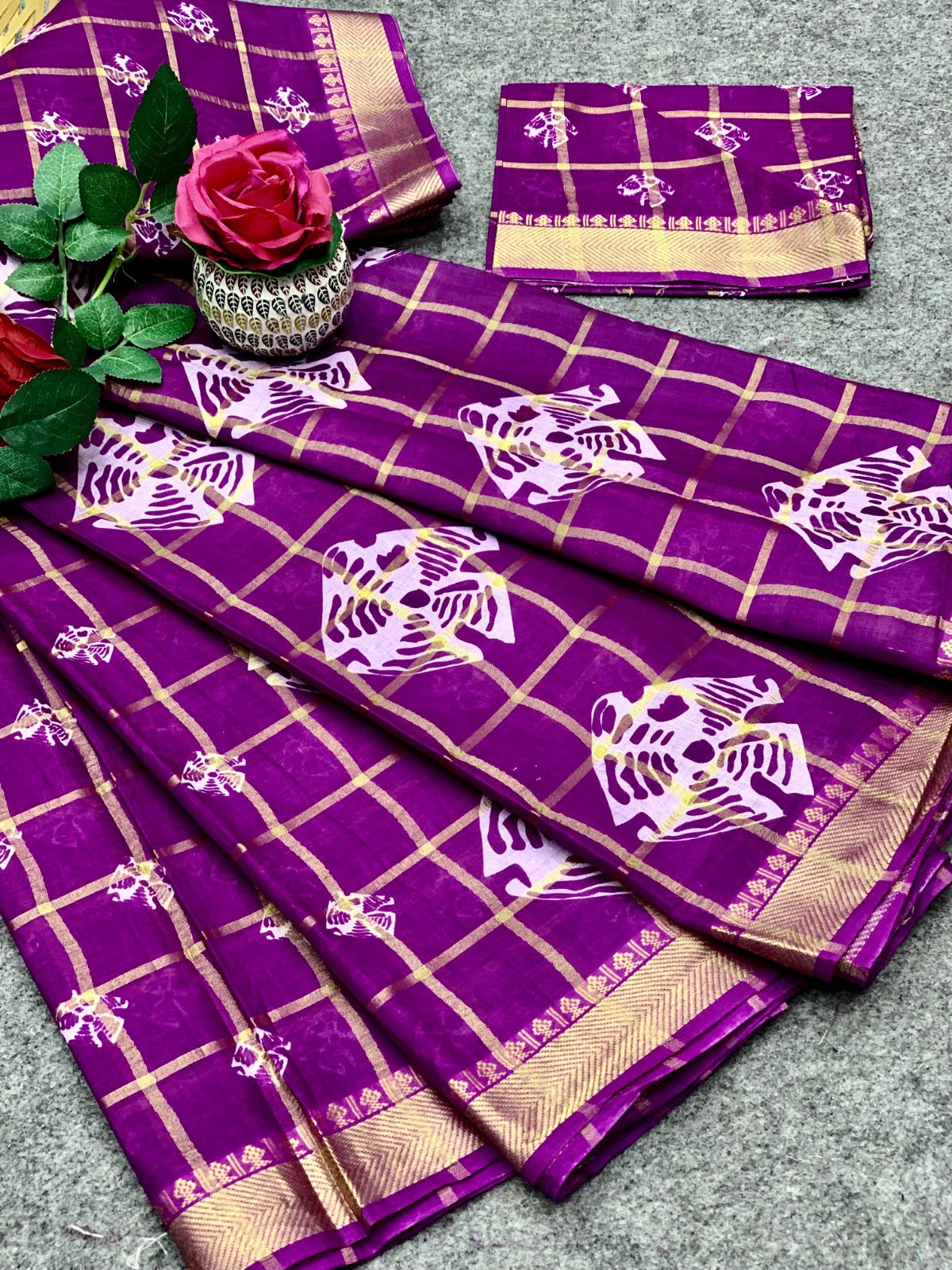 Demanding Purple Color Batik Print Saree