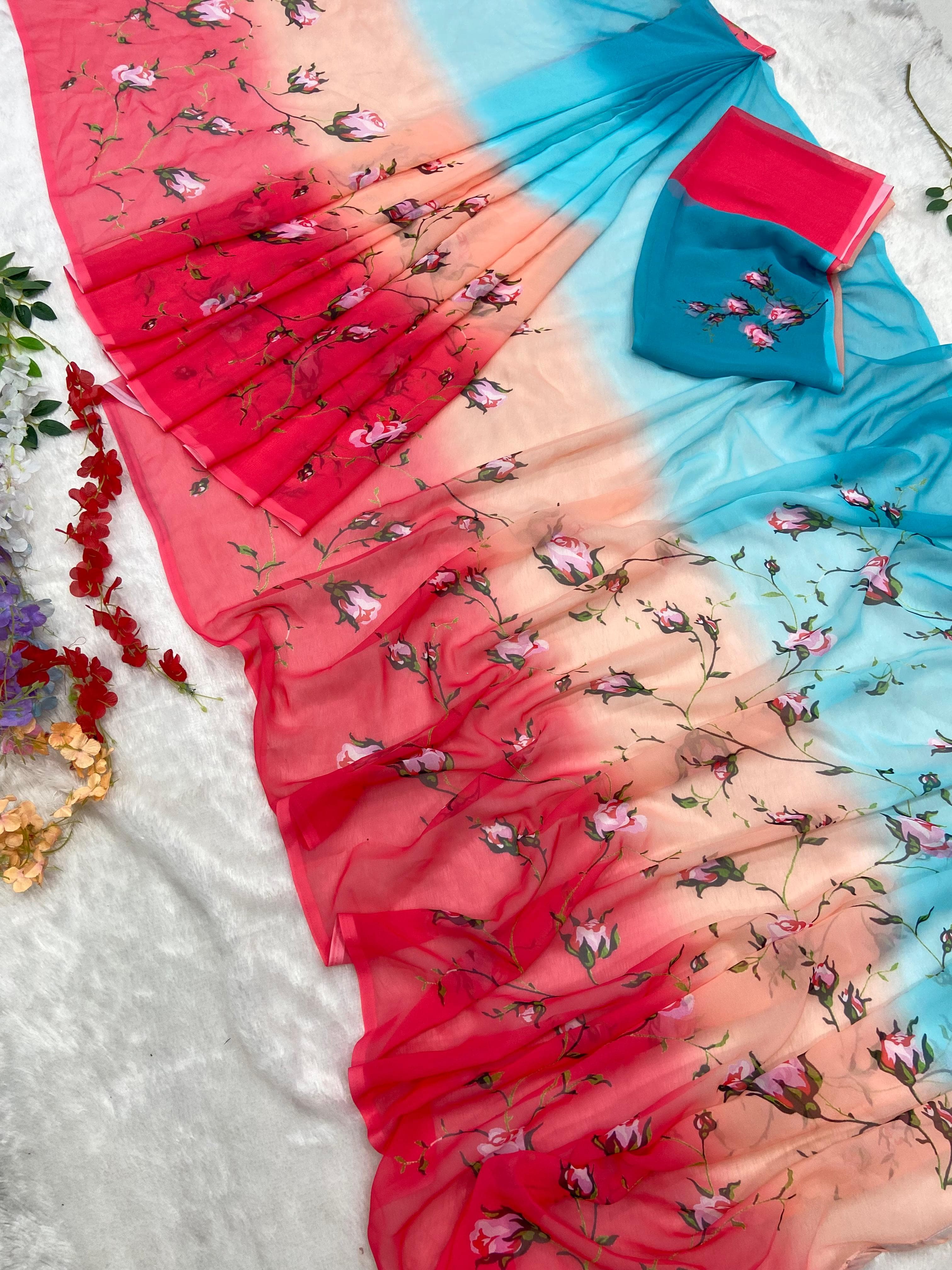 Awesome Multi Digital Print Color Ready To Wear Saree