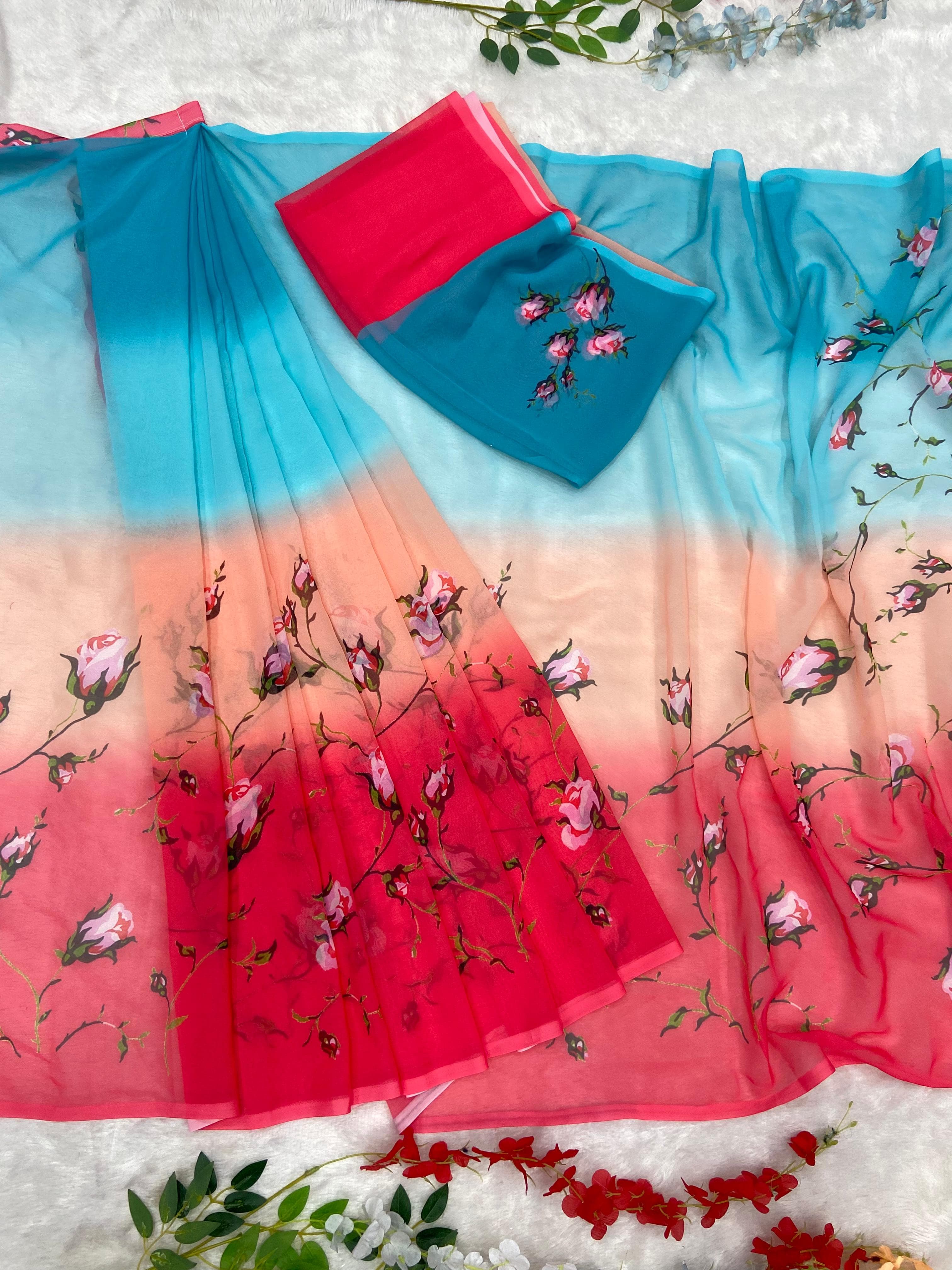 Awesome Multi Digital Print Color Ready To Wear Saree