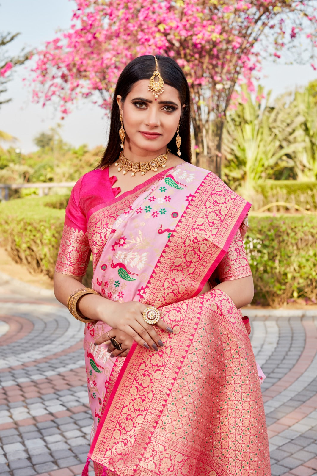 Kanjivaram Border With Rich Pallu Pink Silk Saree