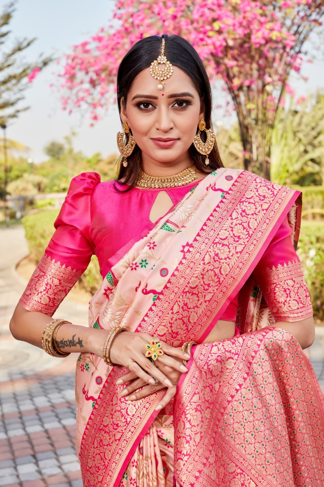 Kanjivaram Border With Rich Pallu Pink Silk Saree