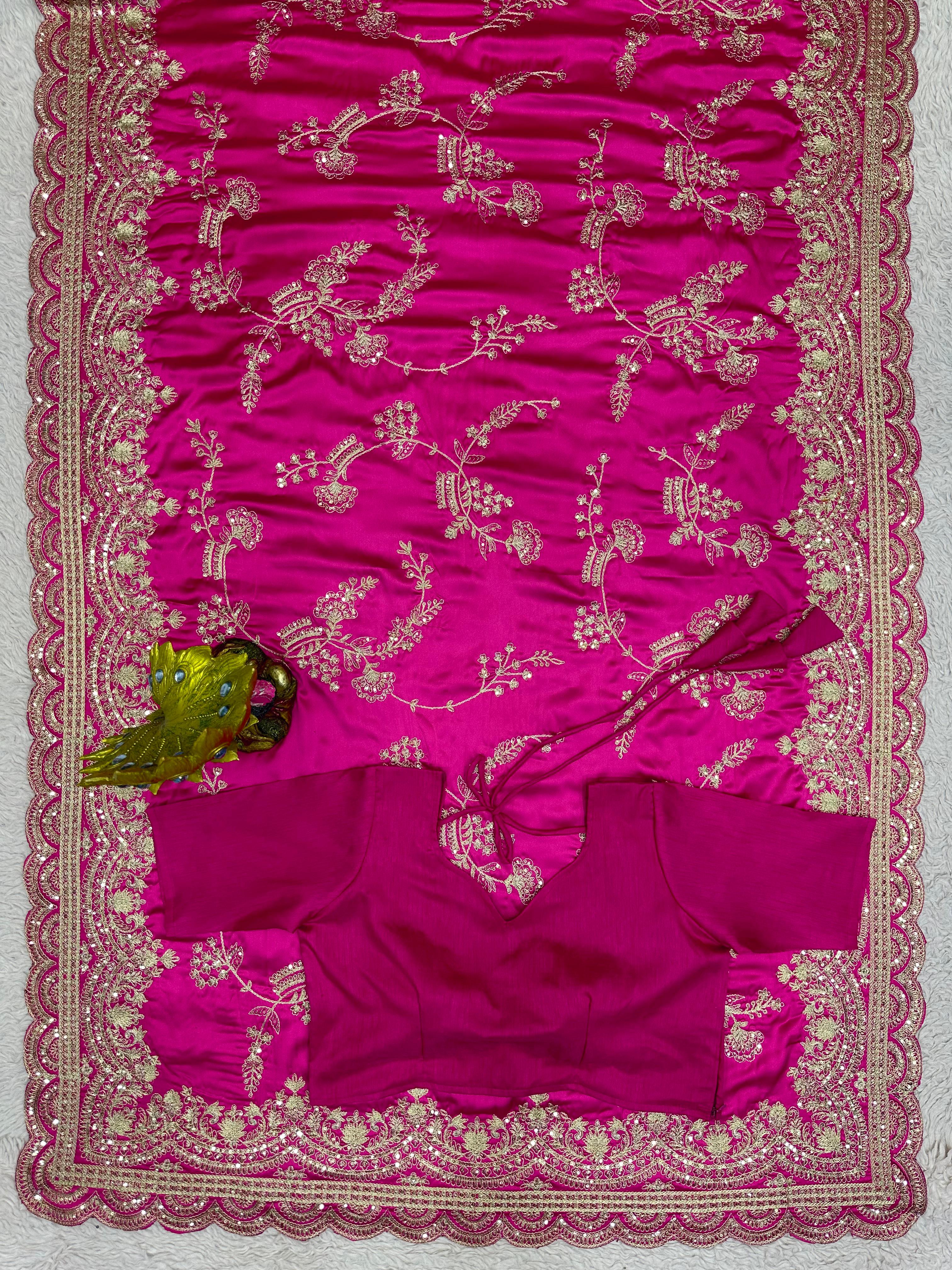 Heavy Sequence Work Pink Color Saree