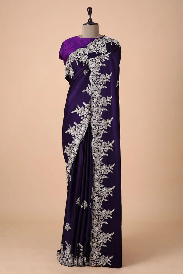 Sequence Work Purple Saree Embellished Saree