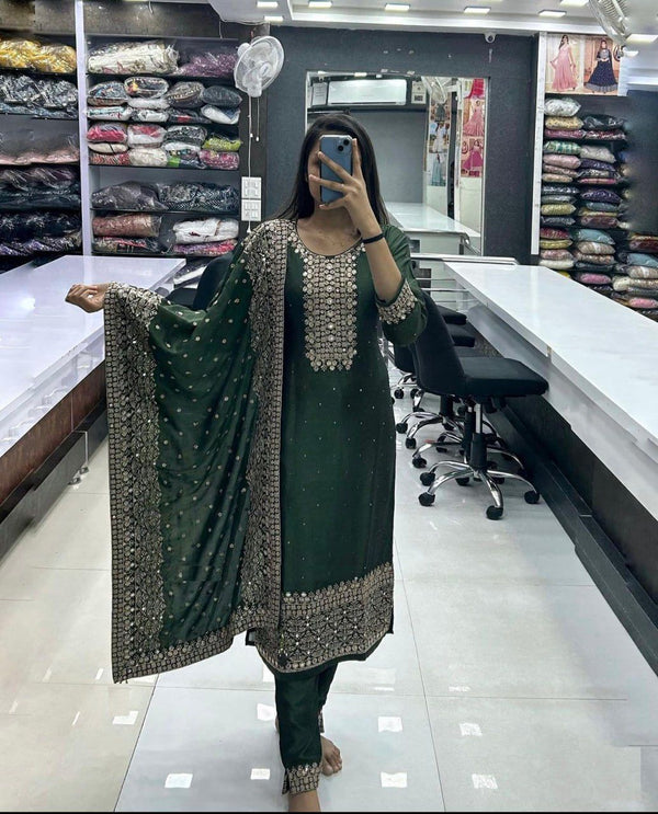 Fancy Green Sequence Work Salwar Suit