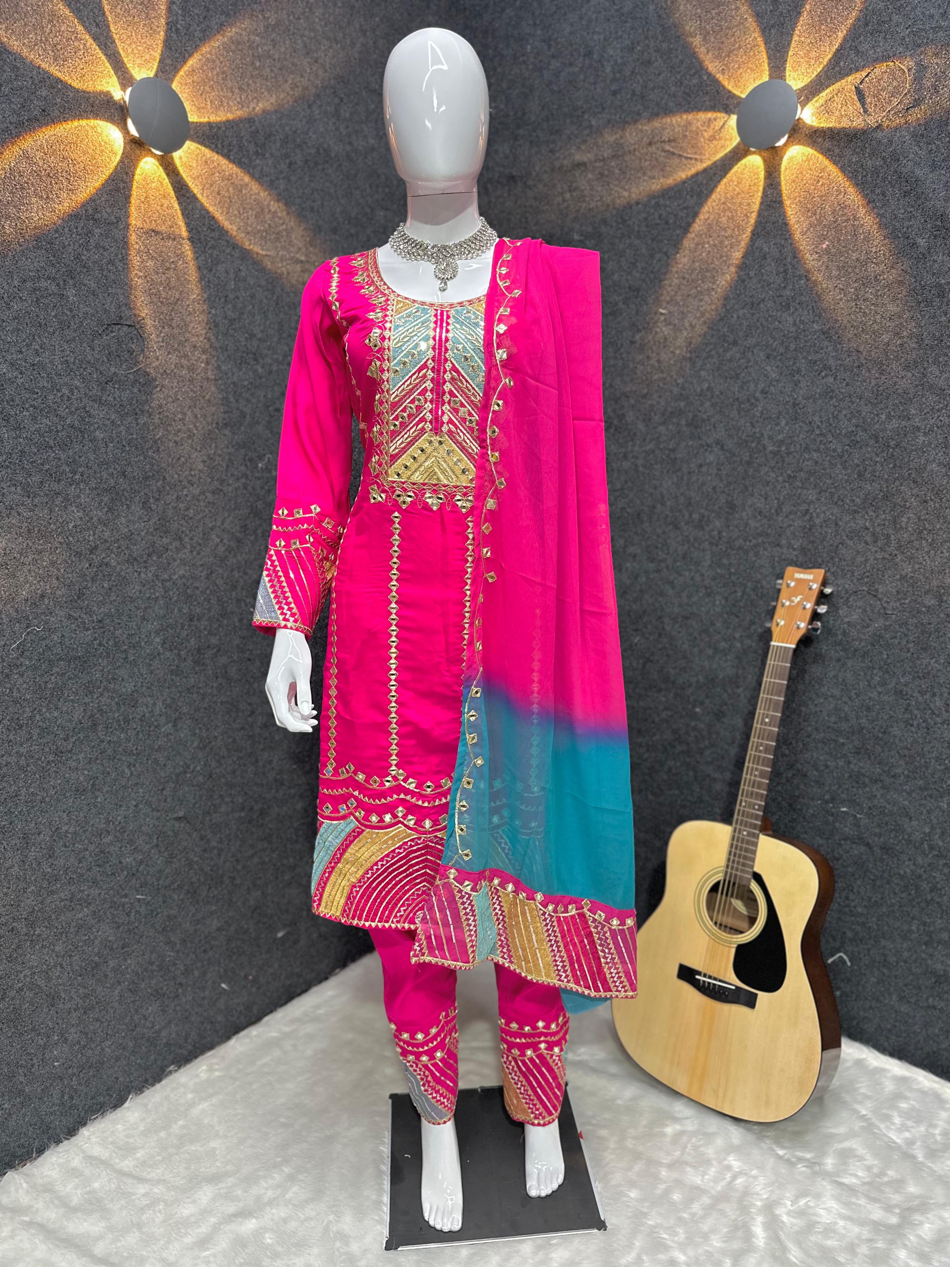 Pink Color Heavy Embroidery Sequence Multi Work Anarkali Suit