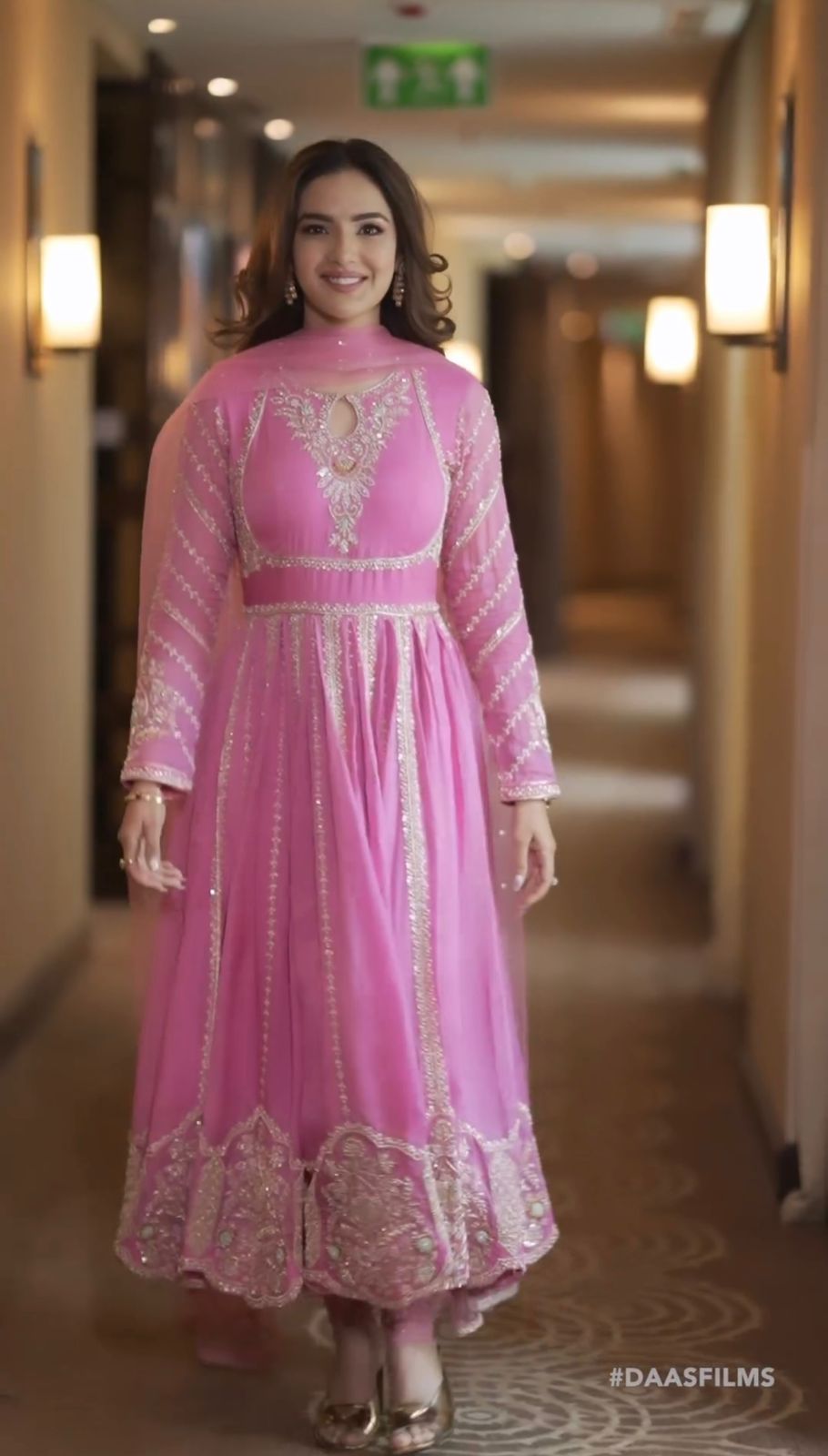 Shine Heavy Work Light Pink Color Anarkali Suit