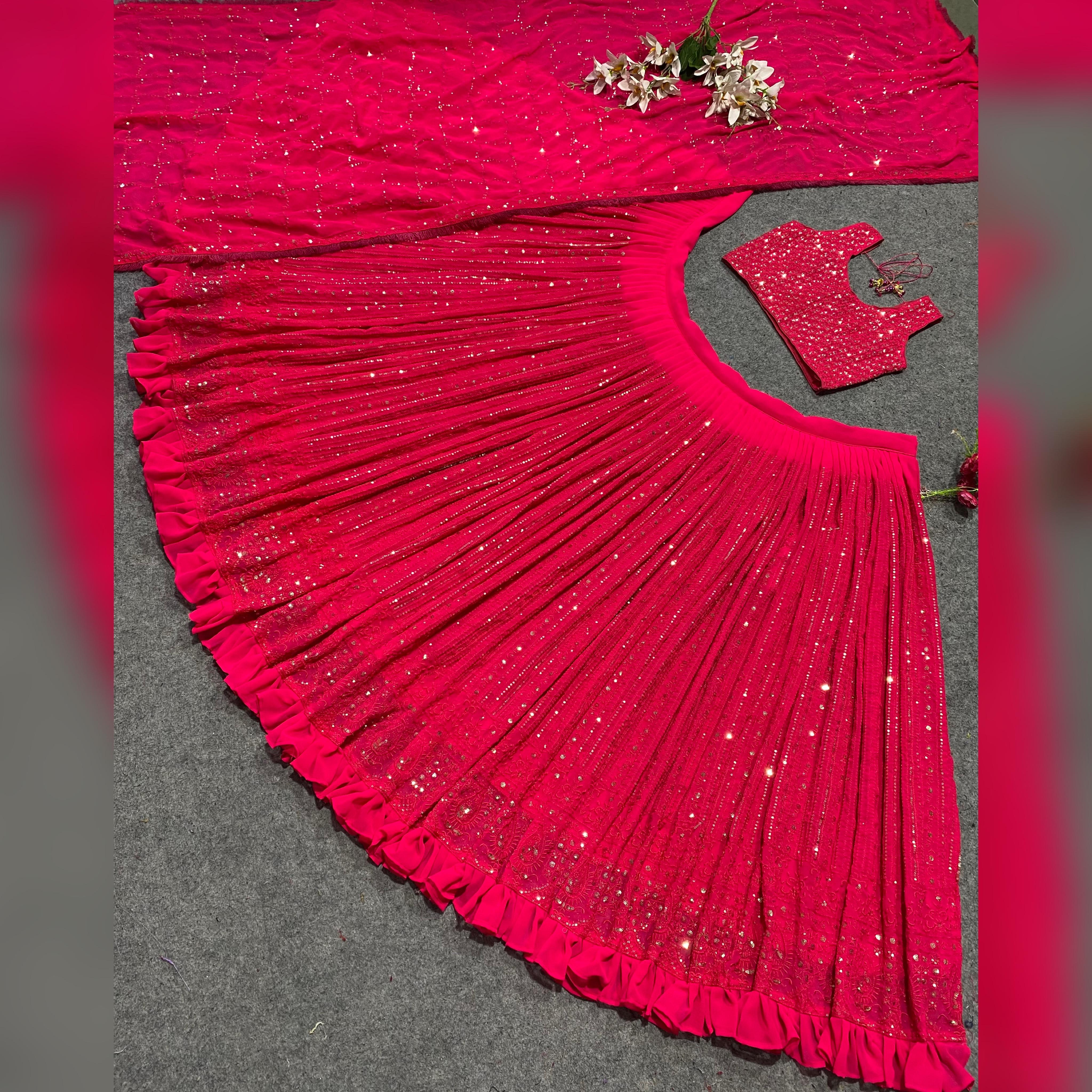 Party Wear Pink color Embroidery & Sequence Work Designer Lehenga choli