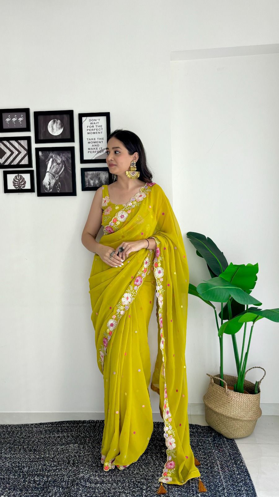 Most Demanding Casual And Party Wear Georgette Saree With Sequence & Embroidery Work