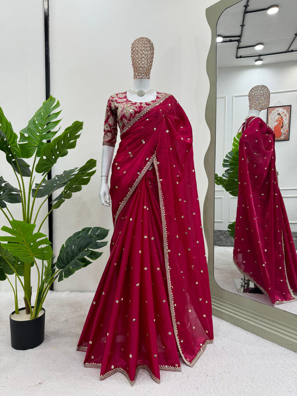 Beautiful Designer Jimmy Chu Sequence Work Saree