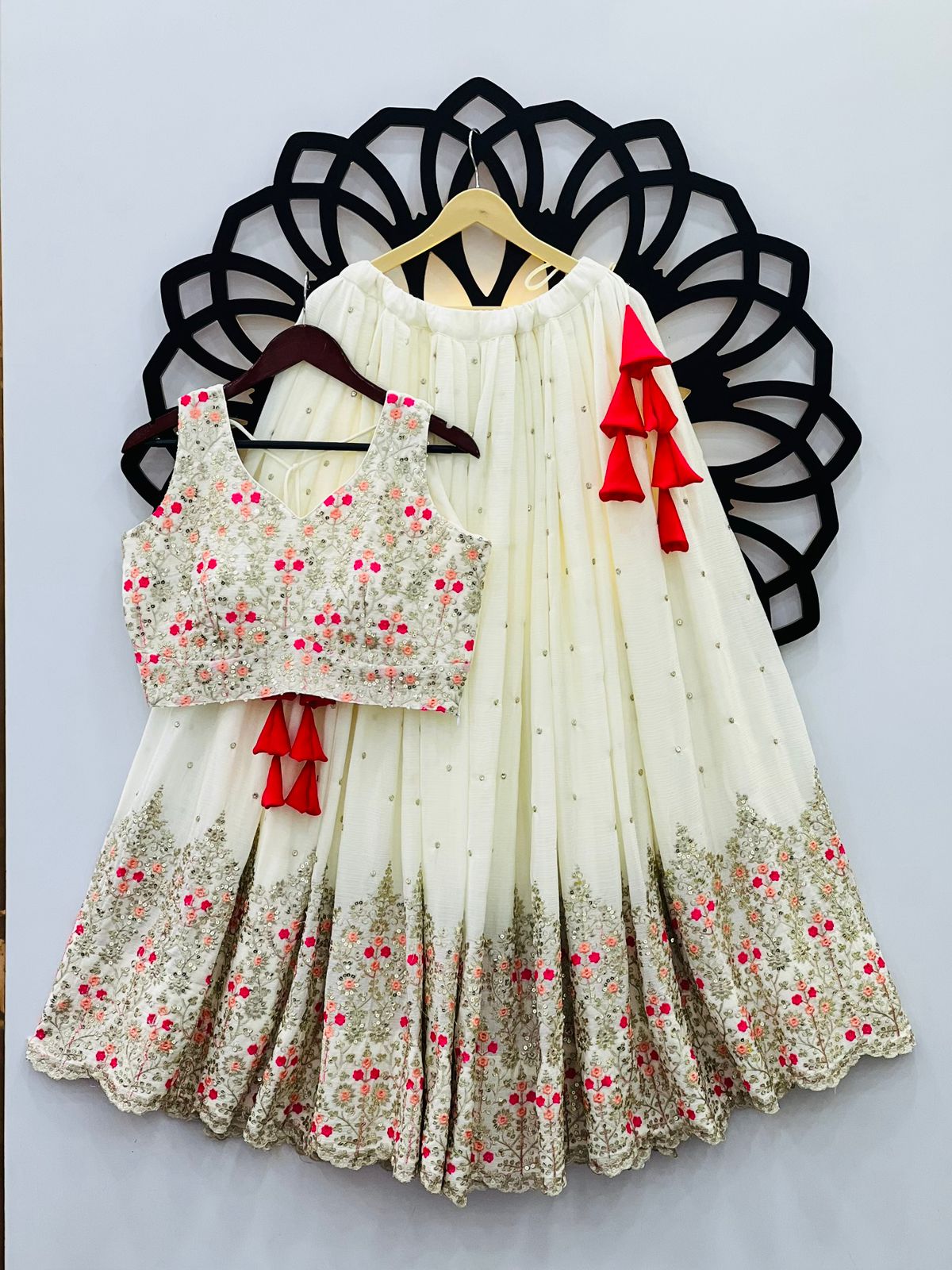 Wedding Collection White Color Heavy Embroidery Sequence Work Lehenga Choli