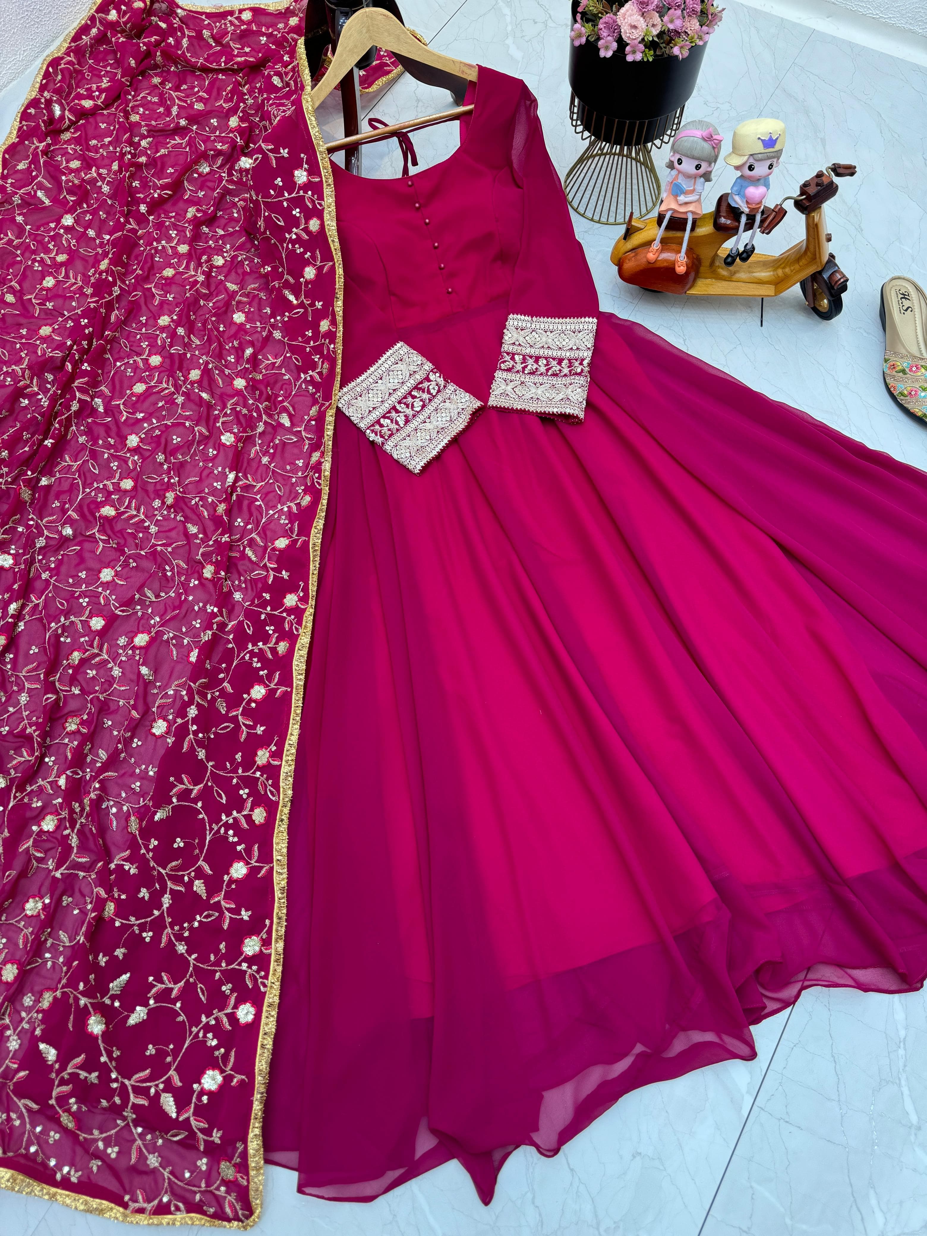 Beautiful Pink Color Georgette Party Wear Gown