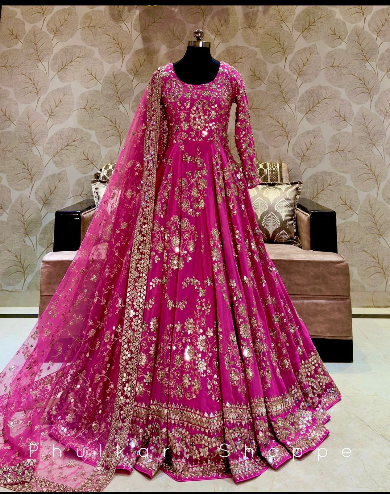 Celebrity Style Pink Color Pure Chinon Silk With Embroidery Sequence Work Designer Gown