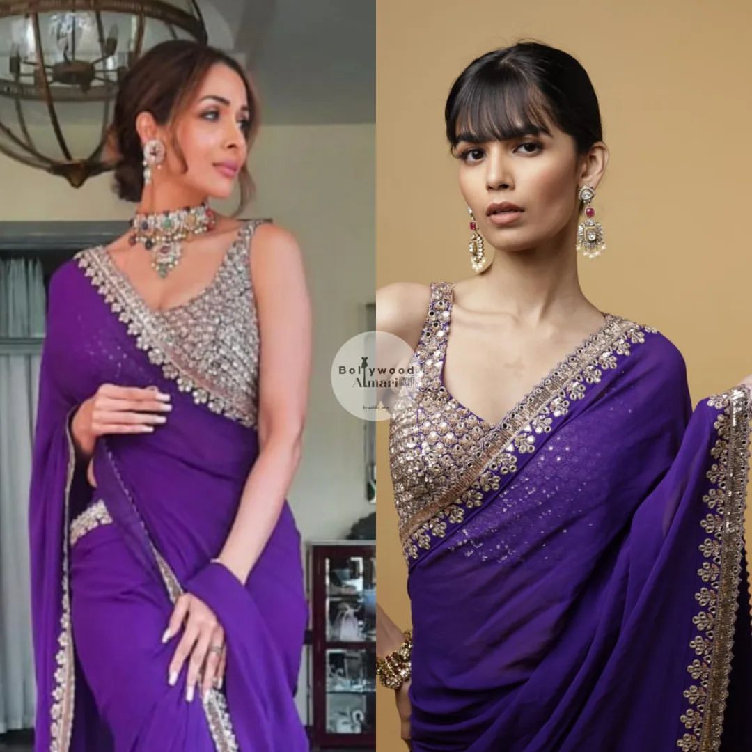 Beautiful Bollywood eavy Soft Georgette Purple Designer Saree