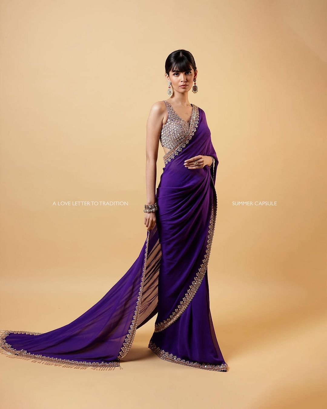 Beautiful Bollywood eavy Soft Georgette Purple Designer Saree