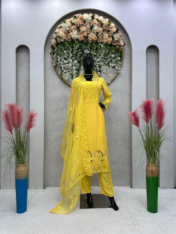 Marriage Special Yellow Color Maslin Cotton Salwar Suit