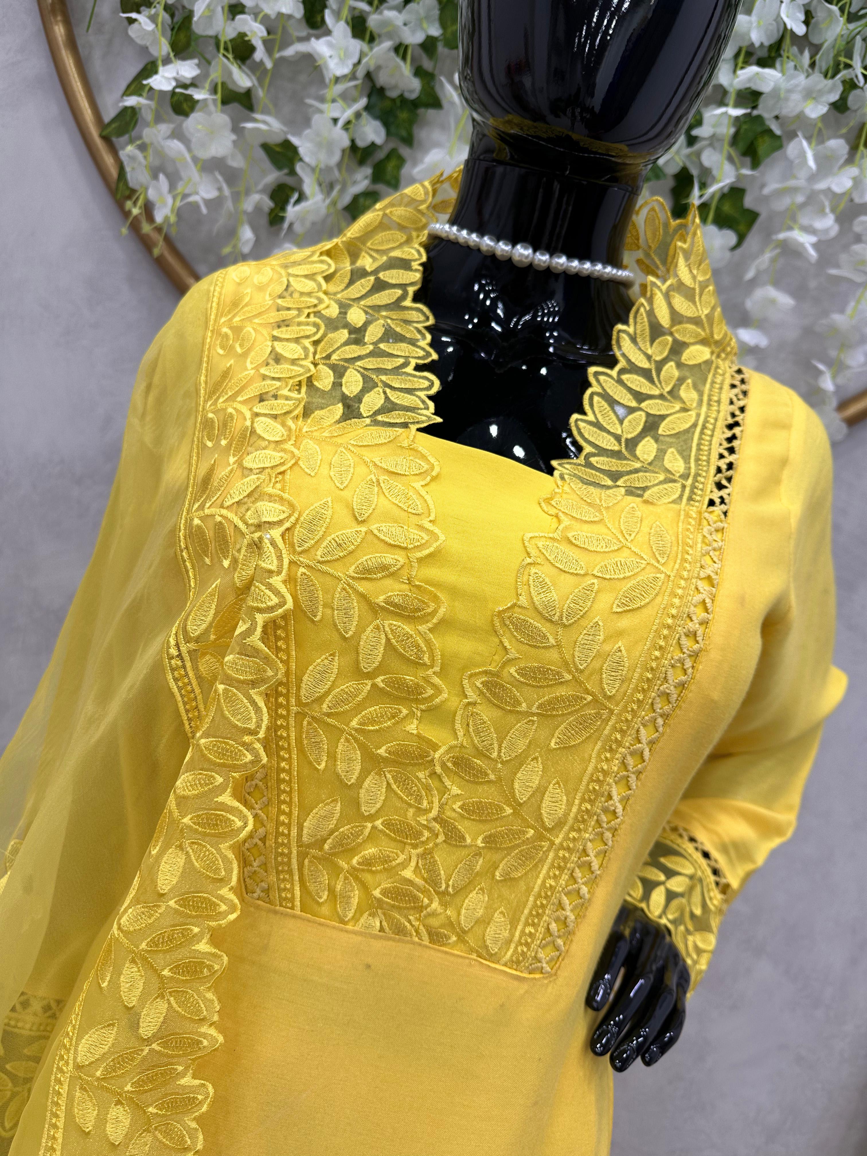 Marriage Special Yellow Color Maslin Cotton Salwar Suit