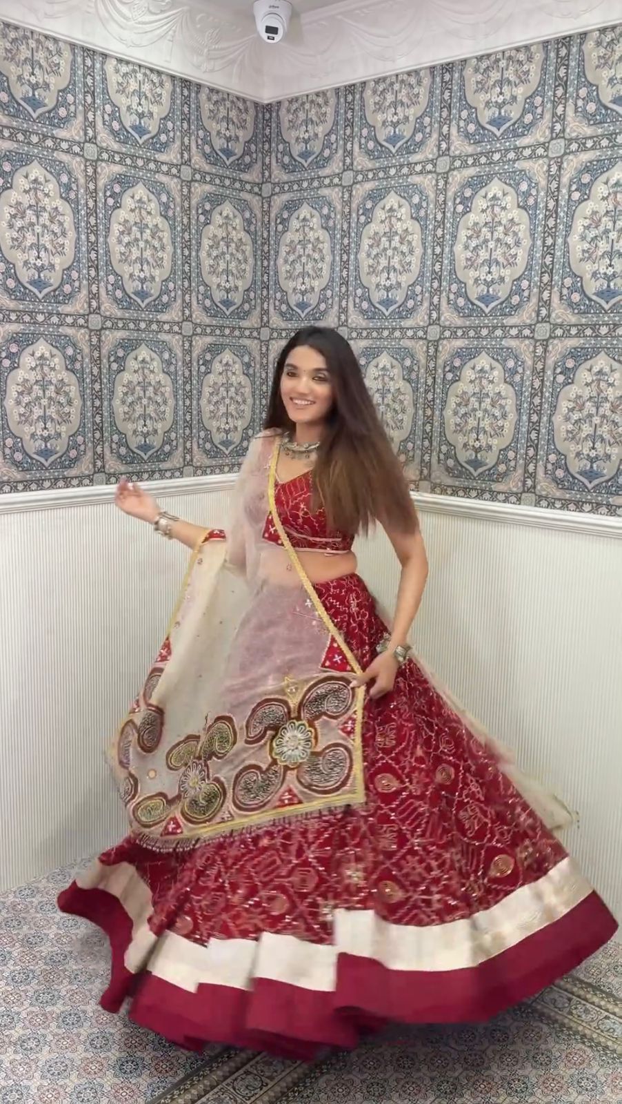 Navratri Special Prachi Solanki Wear Maroon Color Maslin Lehenga Choli
